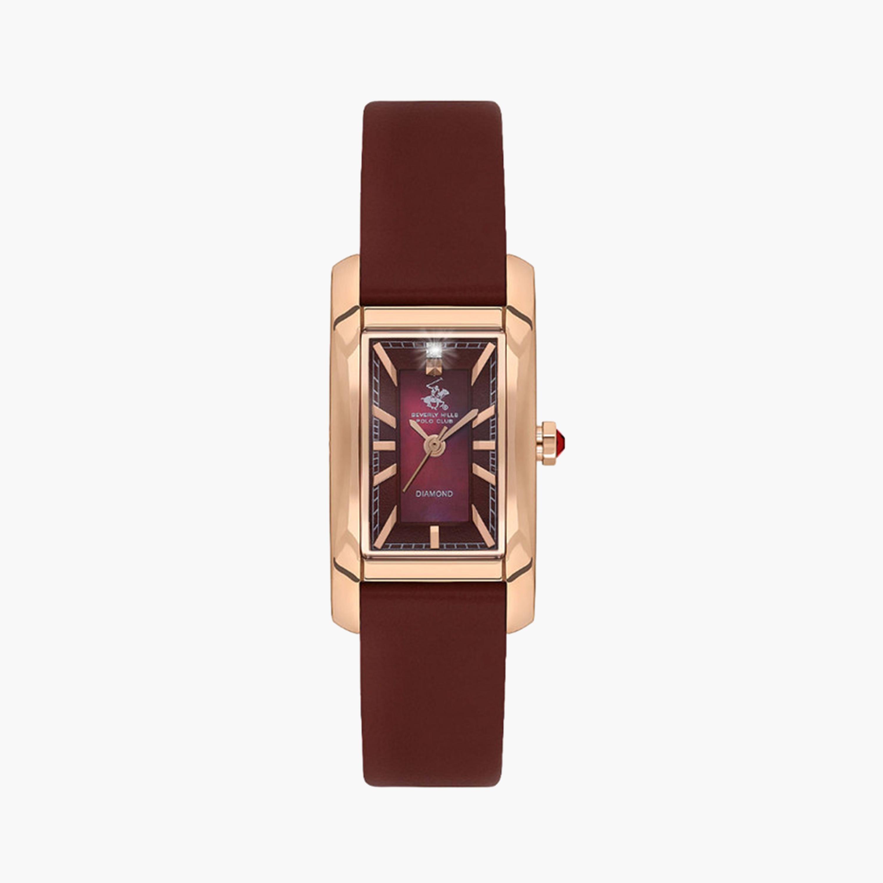 بيفرلي هيلز بولو كلوب- ساعة تناظرية للنساء 21 ملم حمراء اللون بسوار جلدي | BP3613C.428-women-watchesandjewellery-watches-image-1