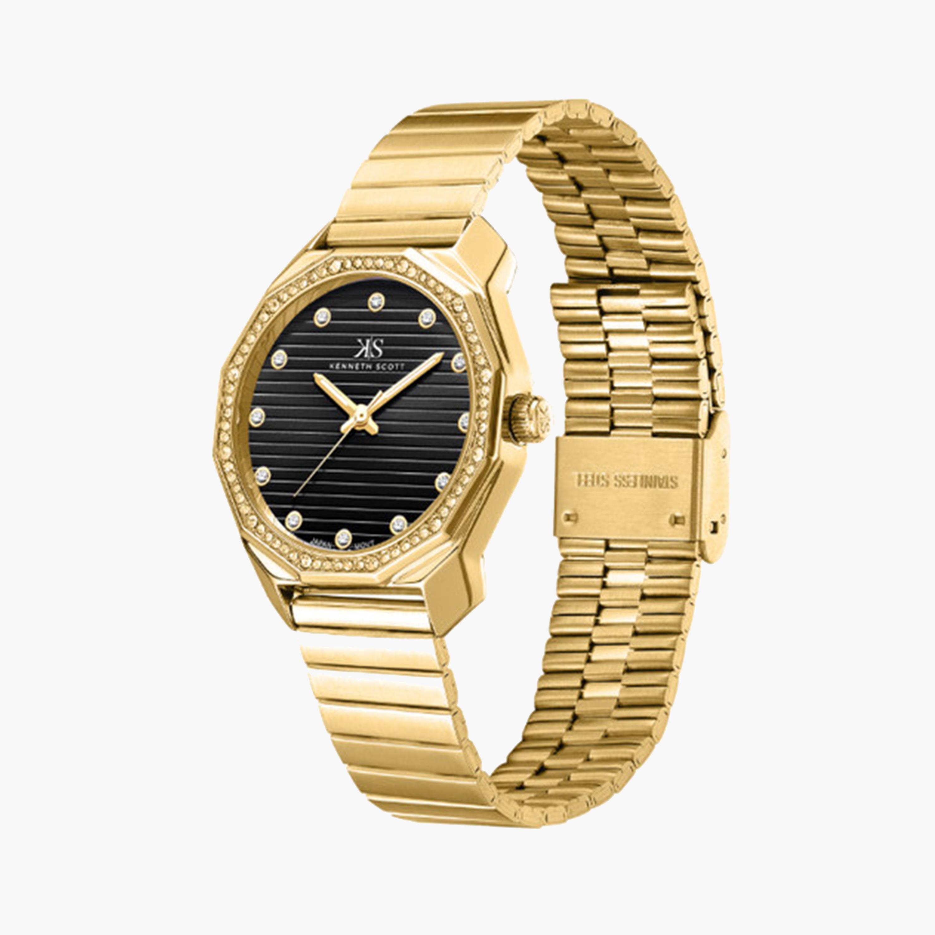 Kenneth Scott Women's 33 MM Gold Analog Stainless Steel Strap Watch | K24505-GBGB-women-watchesandjewellery-watches-image-2