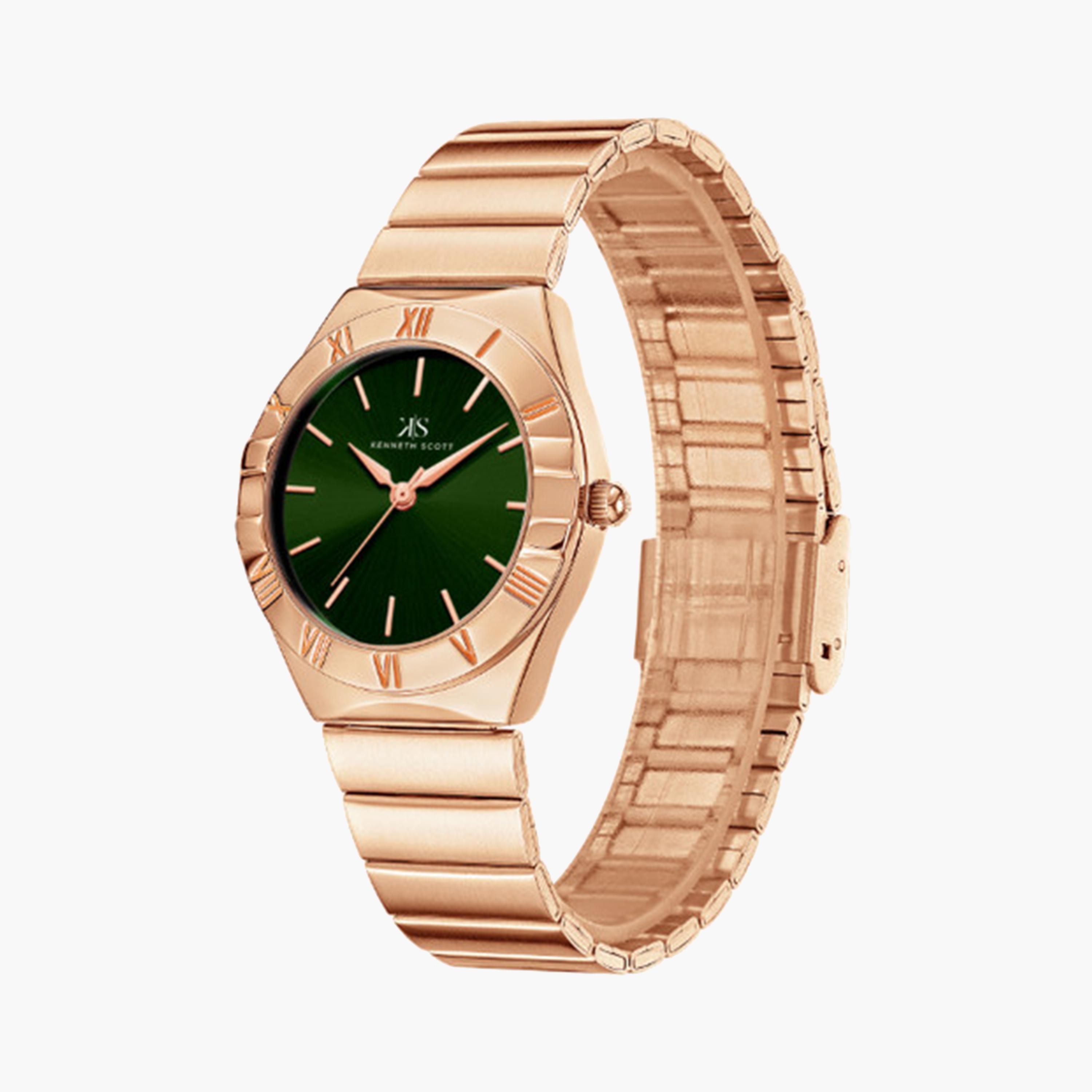 كينيث سكوت- ساعة تناظرية للنساء 32 ملم بسوار ستانلس ستيل ذهبي وردي | K24506-RBKH-women-watchesandjewellery-watches-image-2