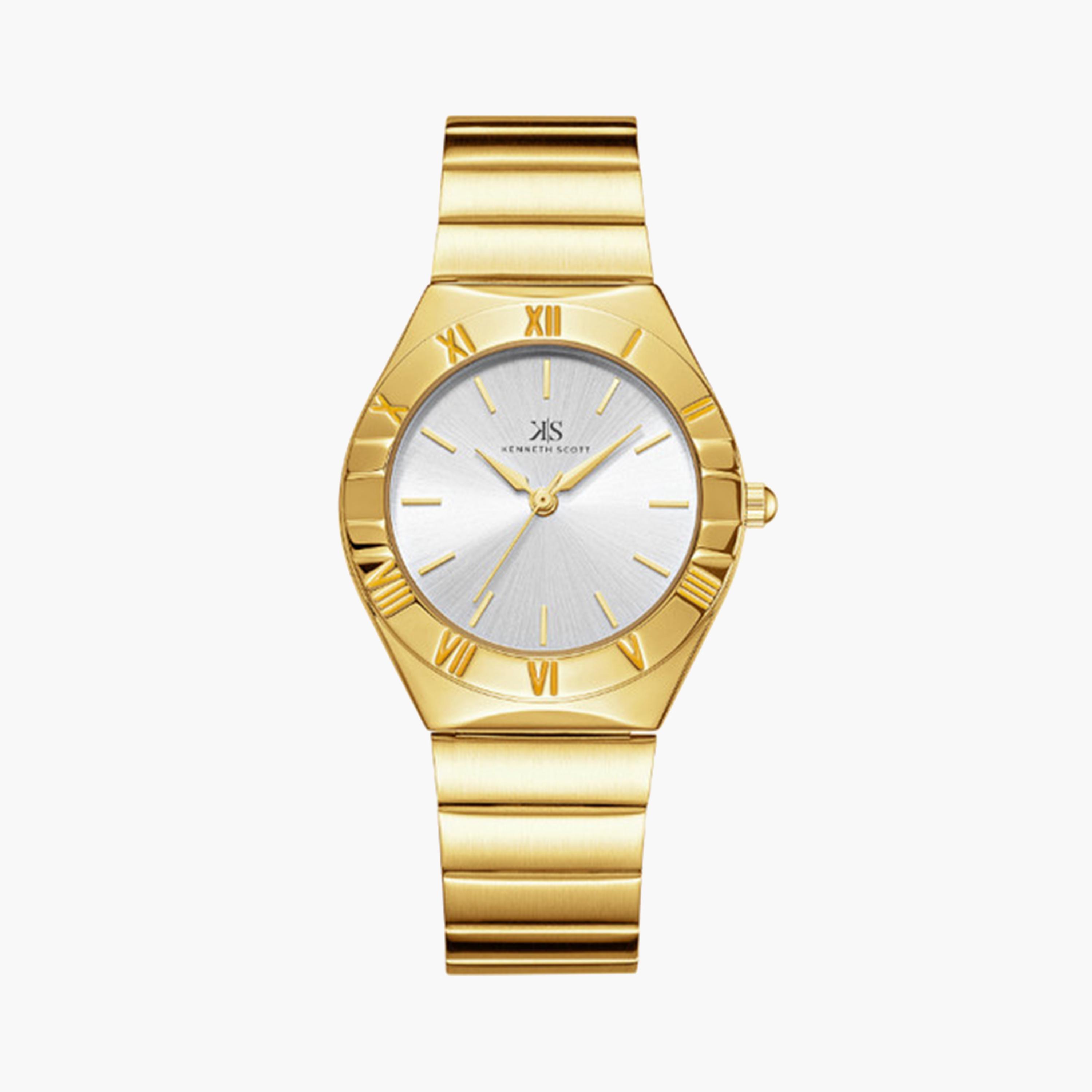 كينيث سكوت- ساعة تناظرية للنساء 32 ملم بسوار ستانلس ستيل ذهبي | K24506-GBGW-women-watchesandjewellery-watches-image-1