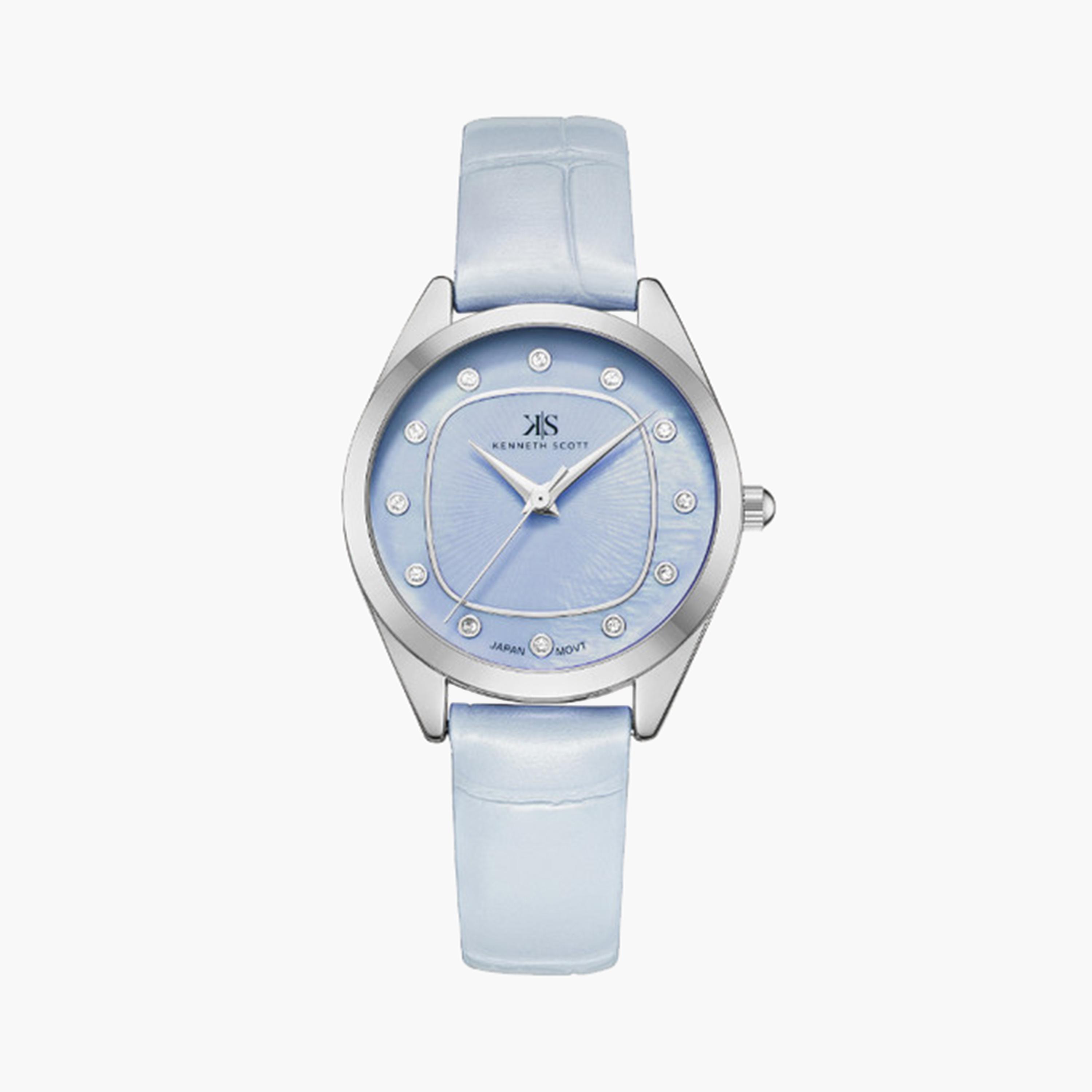 Kenneth Scott Women's 31 MM Blue Analog Artificial Leather Strap Watch | K24508-SLLL-women-watchesandjewellery-watches-image-1