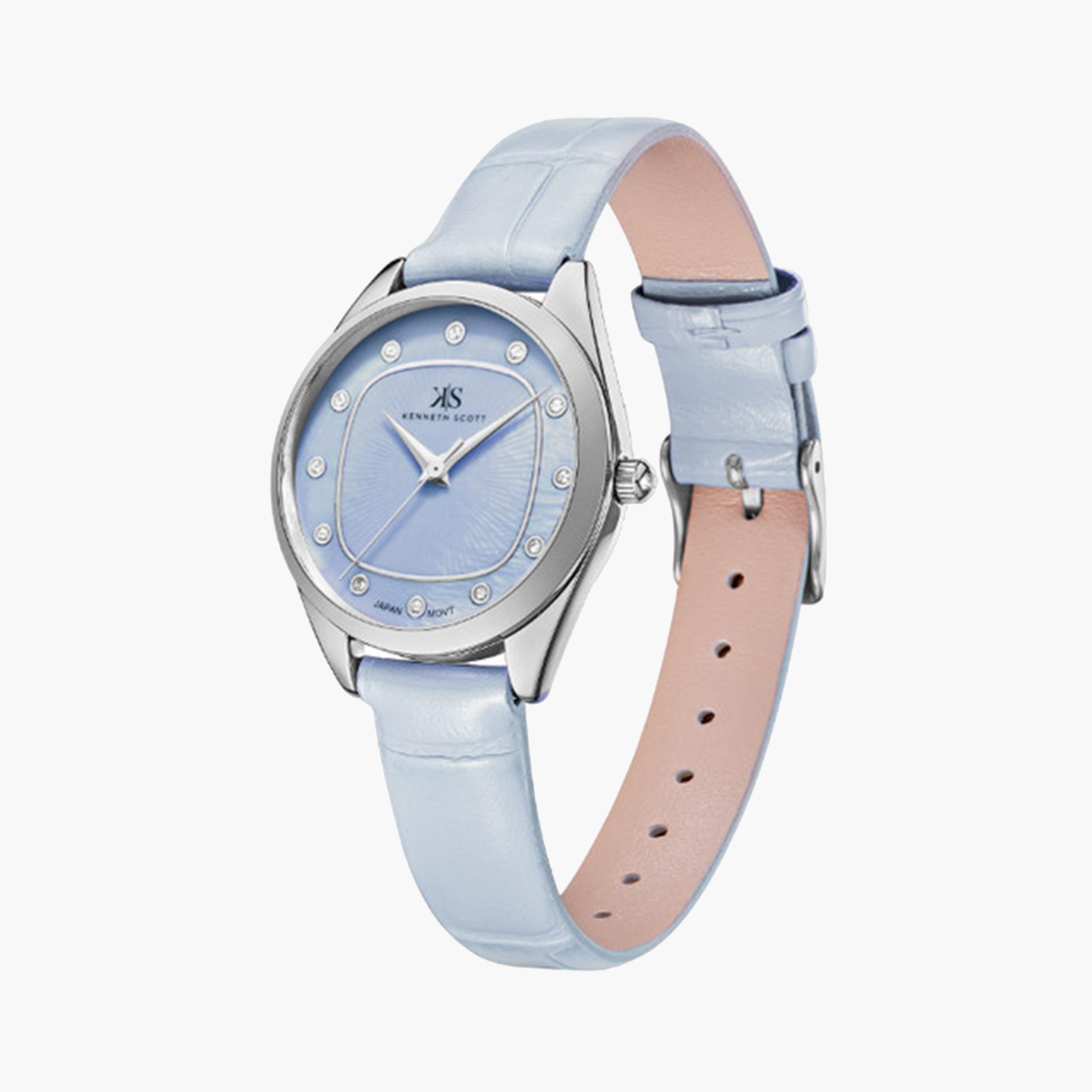 Kenneth Scott Women's 31 MM Blue Analog Artificial Leather Strap Watch | K24508-SLLL-women-watchesandjewellery-watches-image-2
