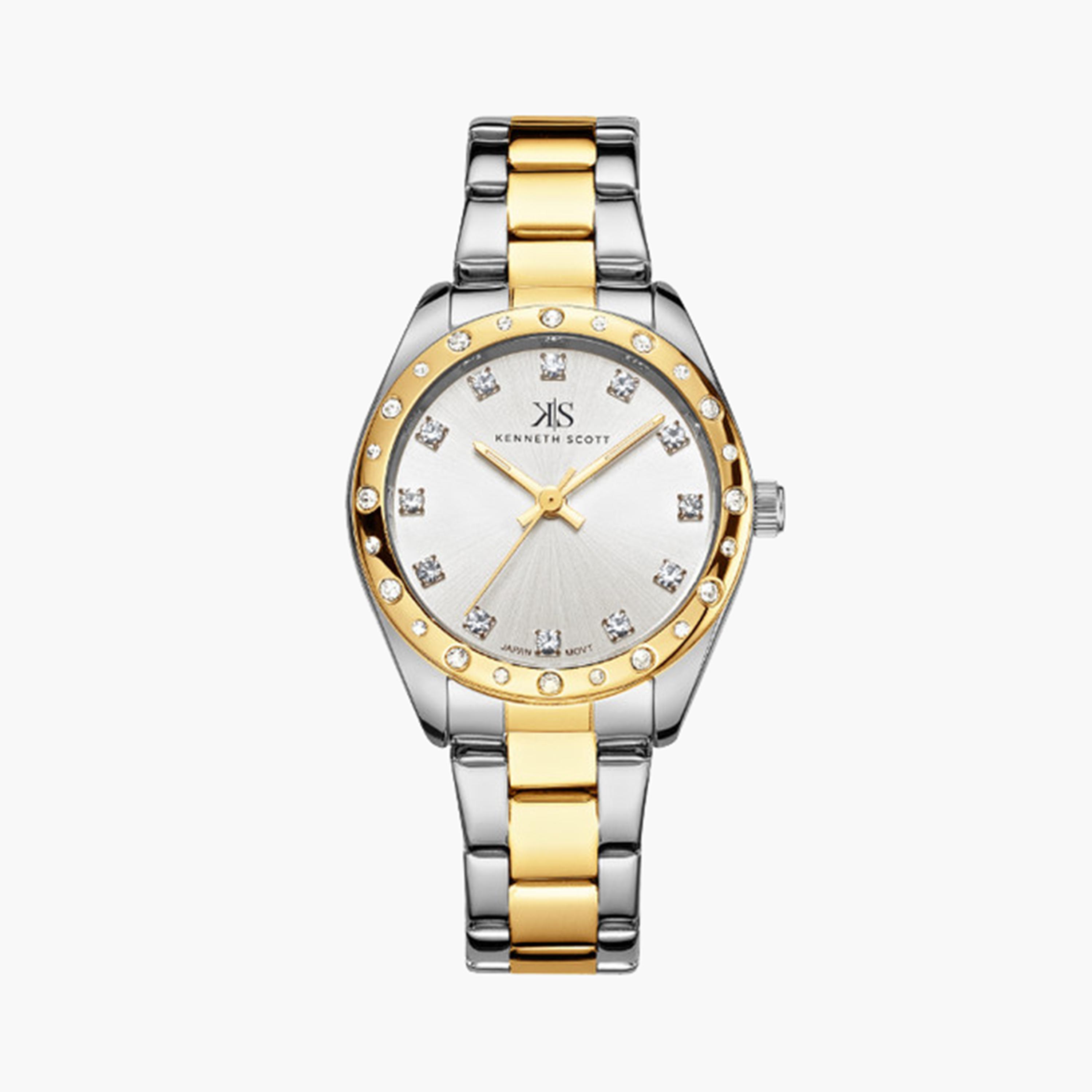 كينيث سكوت- ساعة تناظرية للنساء بسوار من الستانلس ستيل 33 ملم باللون الفضي | K24509-TBTW-women-watchesandjewellery-watches-image-1