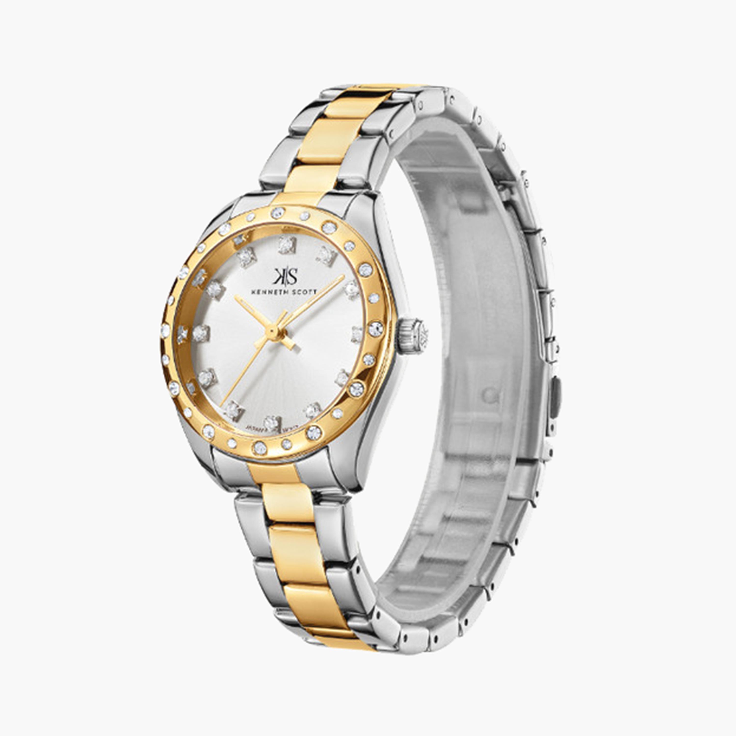 كينيث سكوت- ساعة تناظرية للنساء بسوار من الستانلس ستيل 33 ملم باللون الفضي | K24509-TBTW-women-watchesandjewellery-watches-image-2