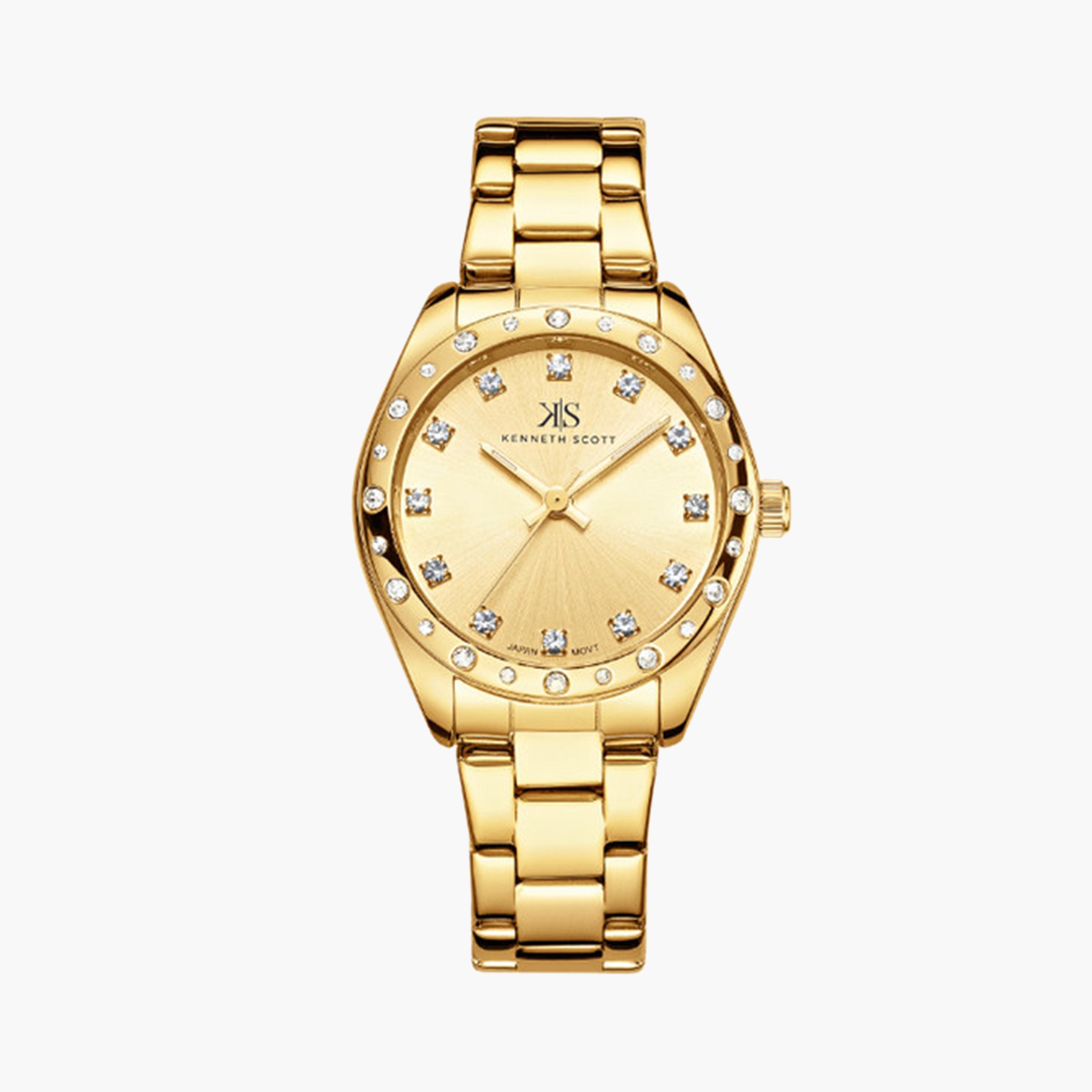 كينيث سكوت- ساعة تناظرية للنساء بسوار من الستانلس ستيل 33 ملم باللون الذهبي | K24509-GBGC-women-watchesandjewellery-watches-image-1