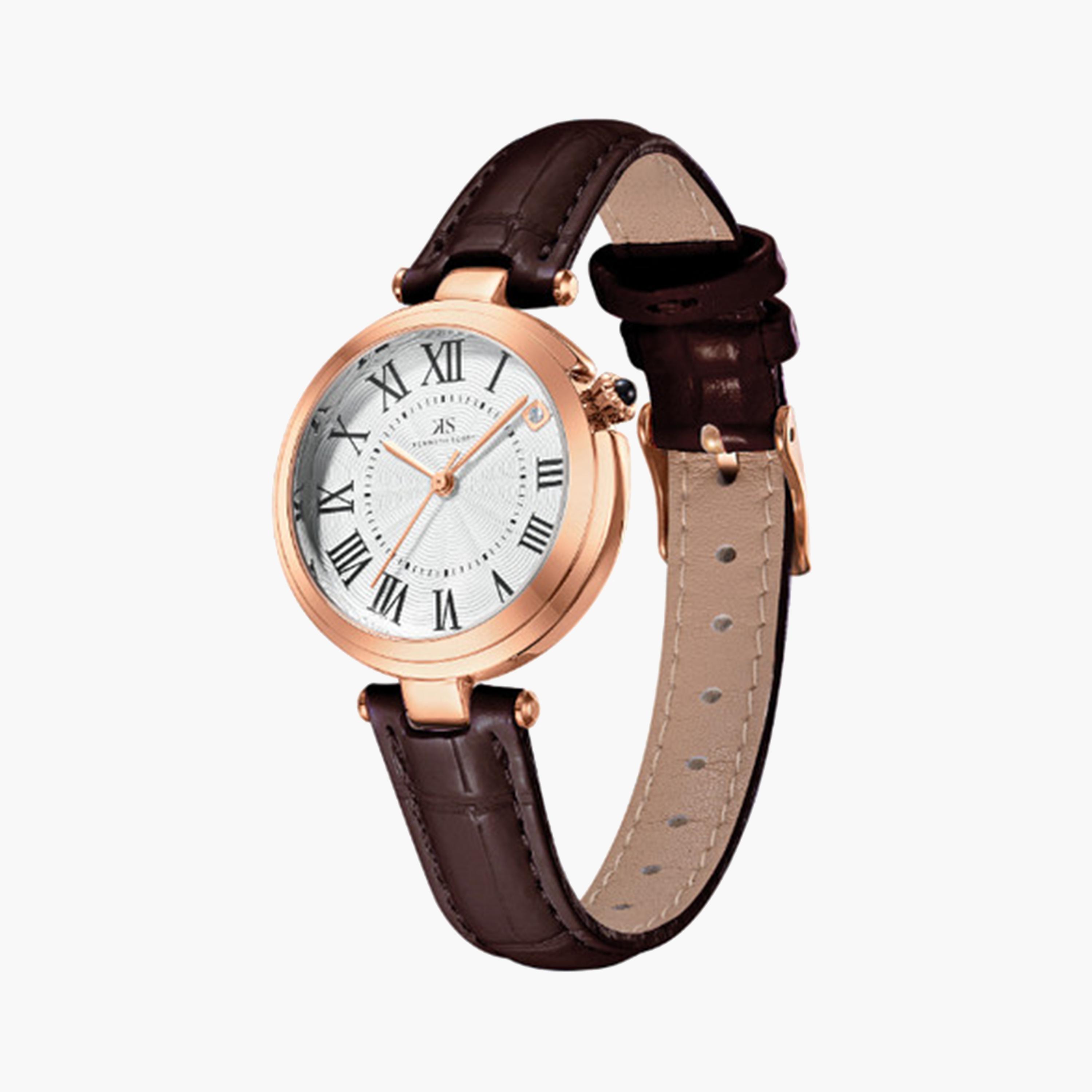 كينيث سكوت- ساعة تناظرية للنساء 32 ملم بسوار جلد صناعي بني | K24510-RLDW-women-watchesandjewellery-watches-image-2