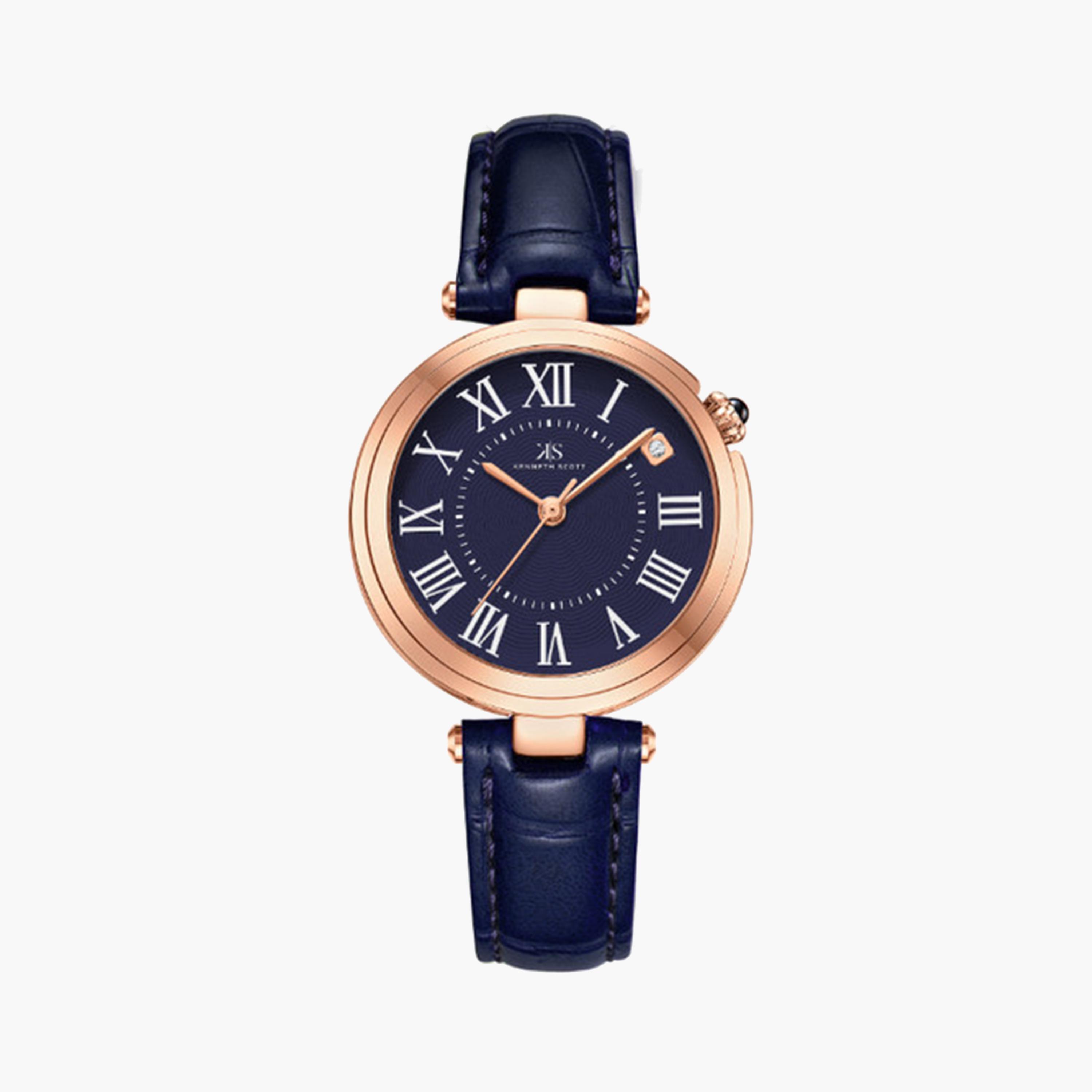 Kenneth Scott Women's 32 MM Blue Analog Artificial Leather Strap Watch | K24510-RLNN-women-watchesandjewellery-watches-image-1
