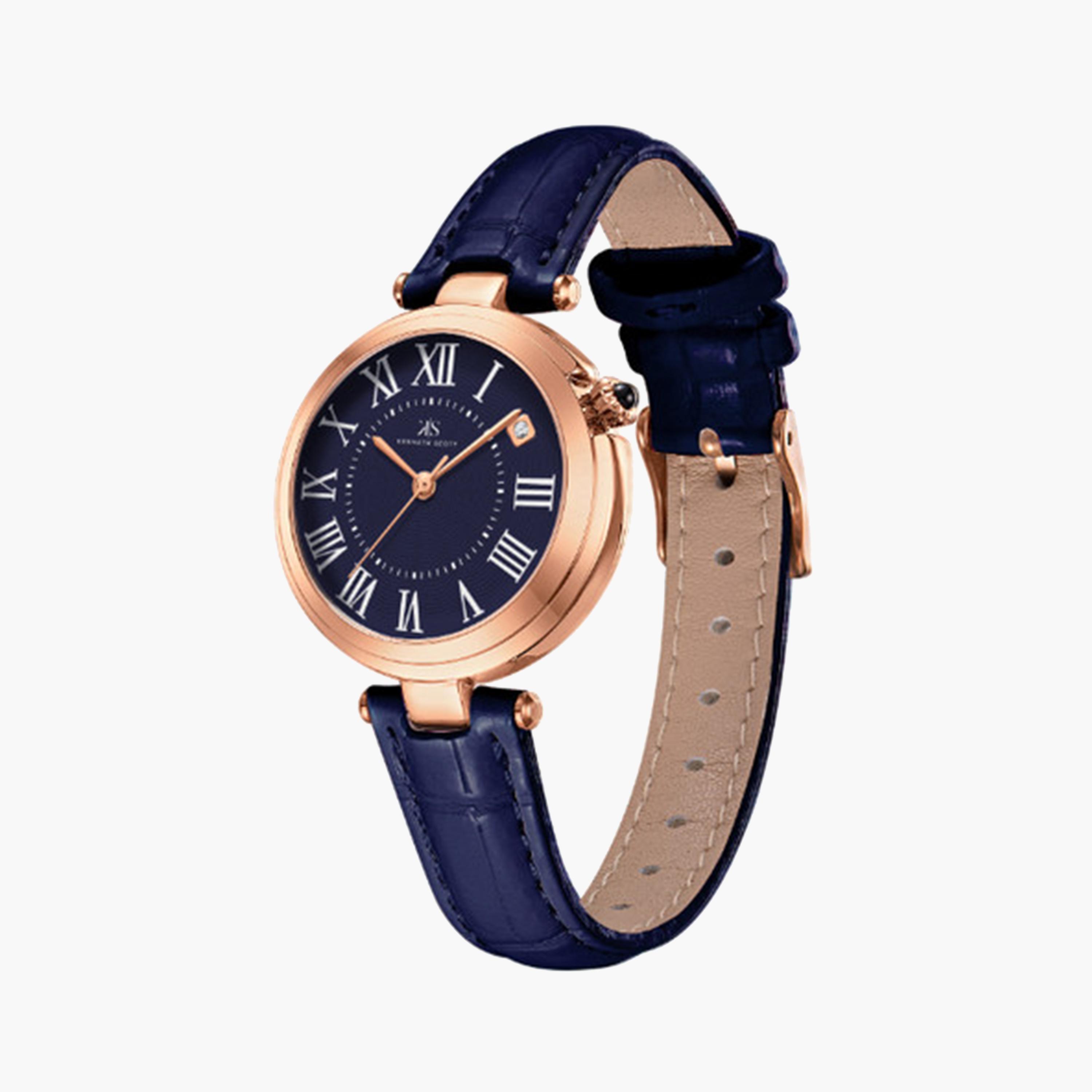 Kenneth Scott Women's 32 MM Blue Analog Artificial Leather Strap Watch | K24510-RLNN-women-watchesandjewellery-watches-image-2