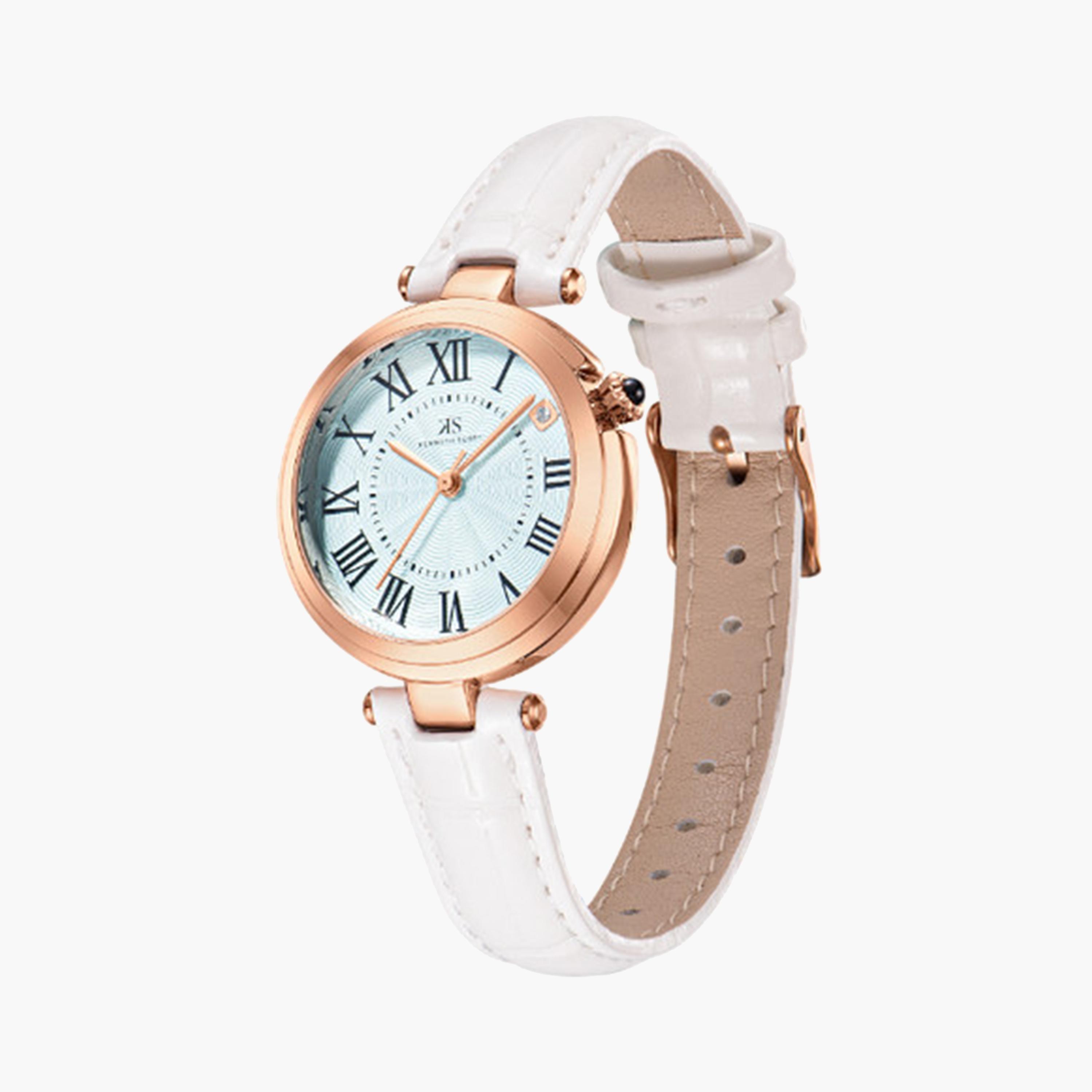 كينيث سكوت- ساعة تناظرية للنساء 32 ملم بسوار جلد صناعي أبيض | K24510-RLWL-women-watchesandjewellery-watches-image-2
