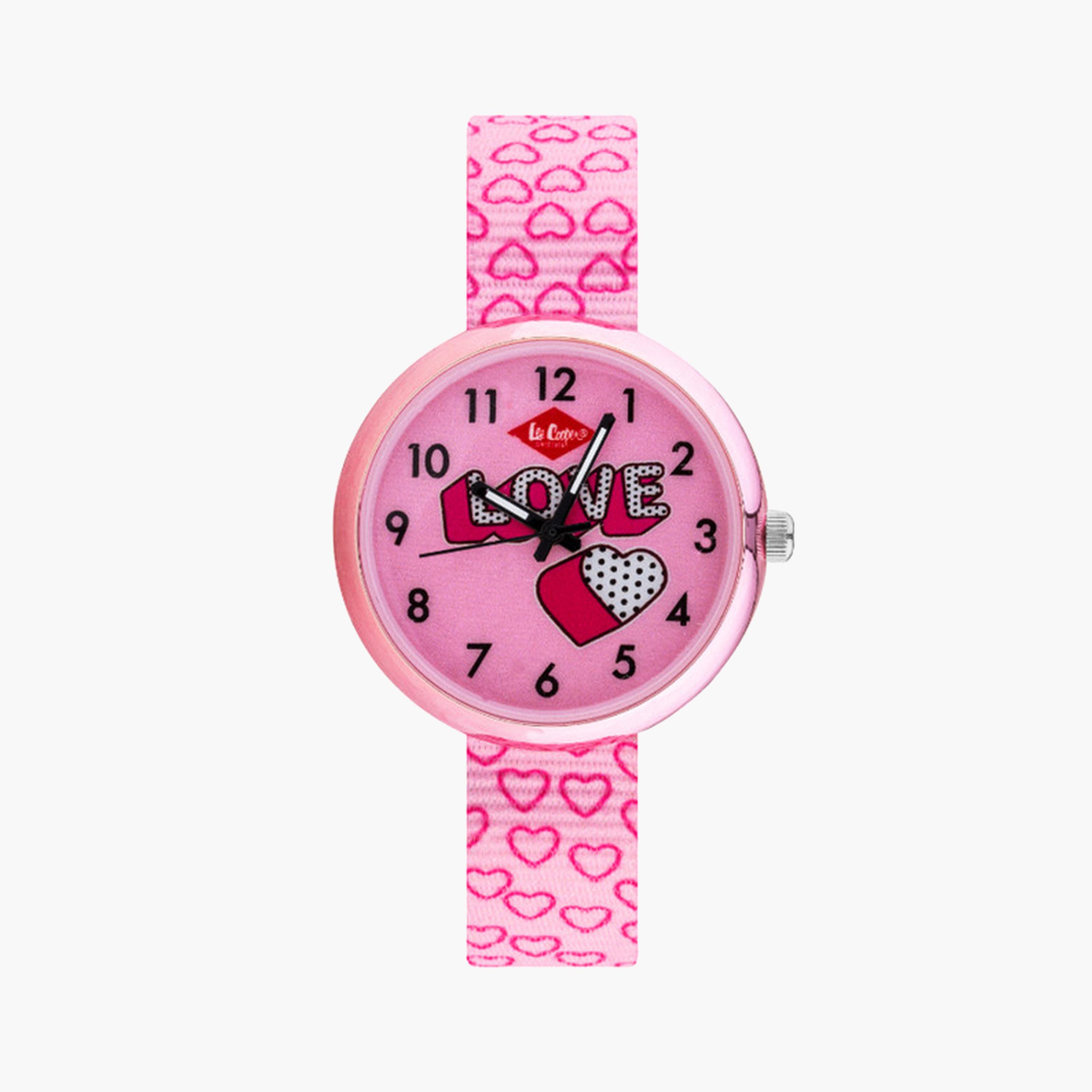 Lee Cooper Kid's 30 MM Pink Analog Fabric Strap Watch | LC.K.3.088-girls-accessories-watches-image-1