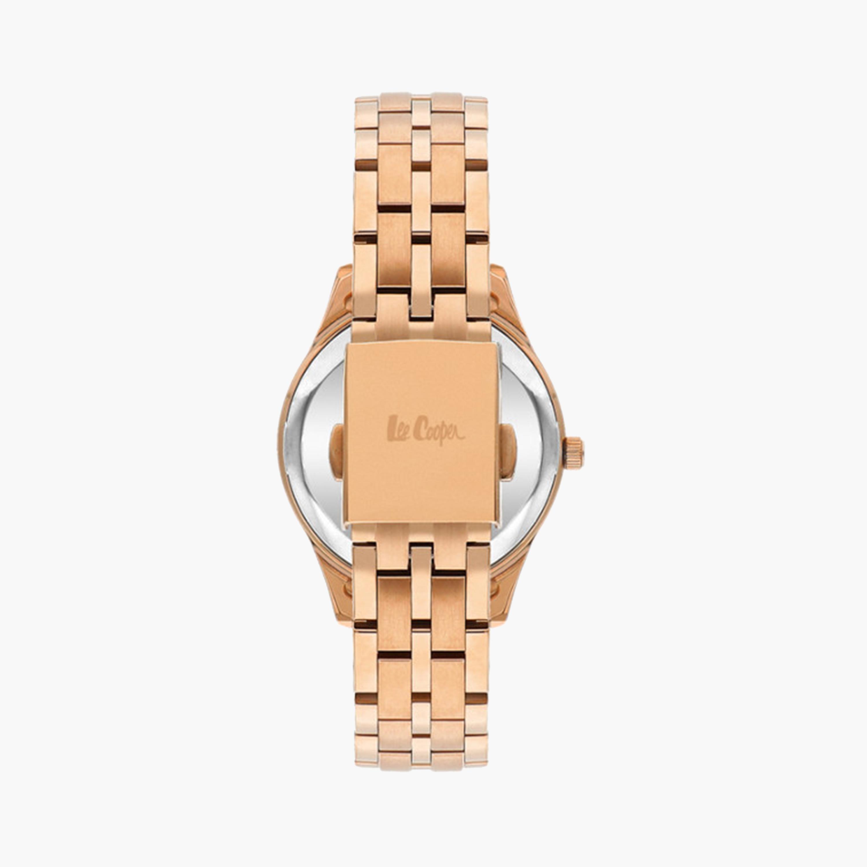 لي كوبر- ساعة تناظرية للنساء بسوار معدني 34 مم باللون الذهبي الوردي | LC07928.430-women-watchesandjewellery-watches-image-3