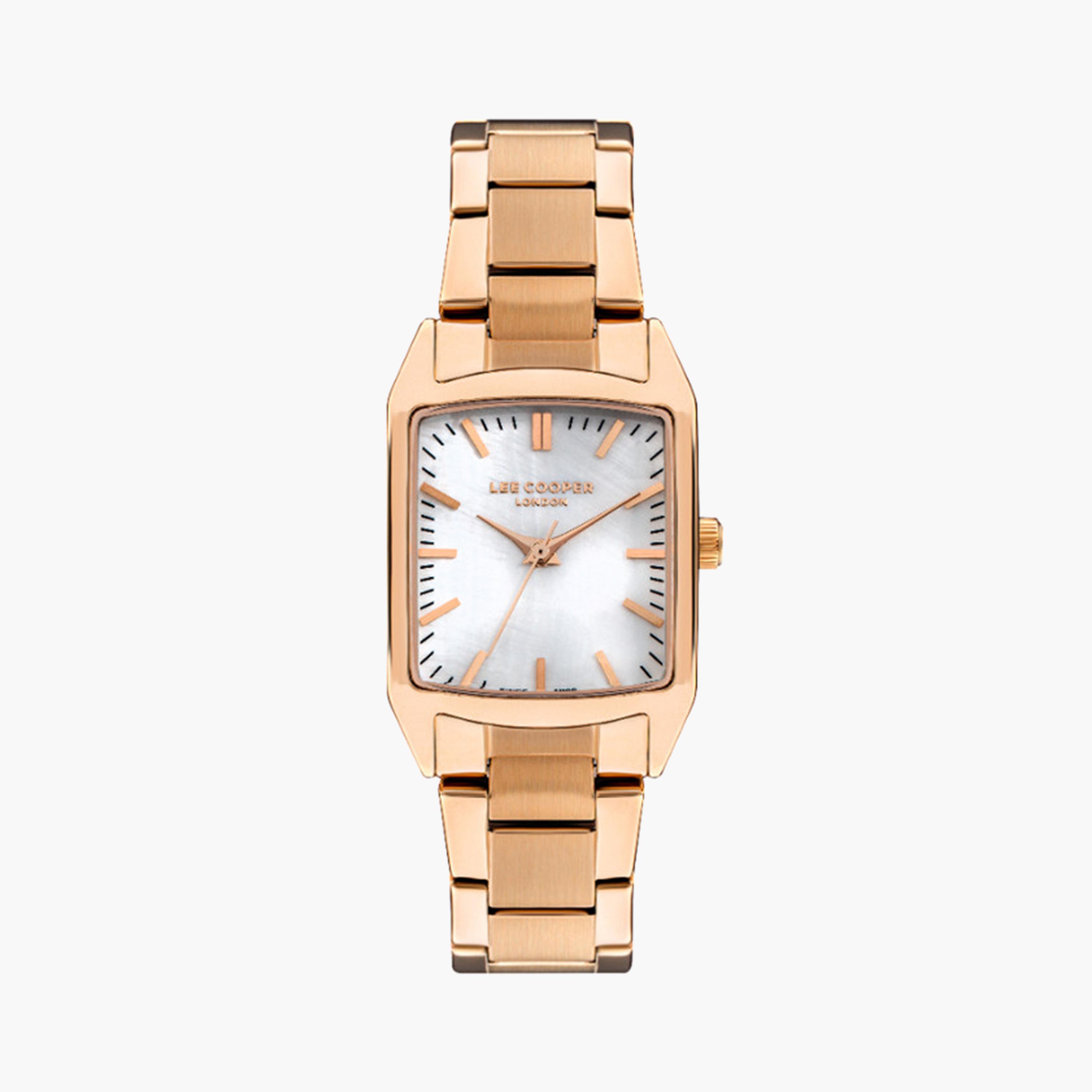 لي كوبر- ساعة تناظرية للنساء بحزام معدني ذهبي وردي مقاس 20 مم | LC07924.420-women-watchesandjewellery-watches-image-1