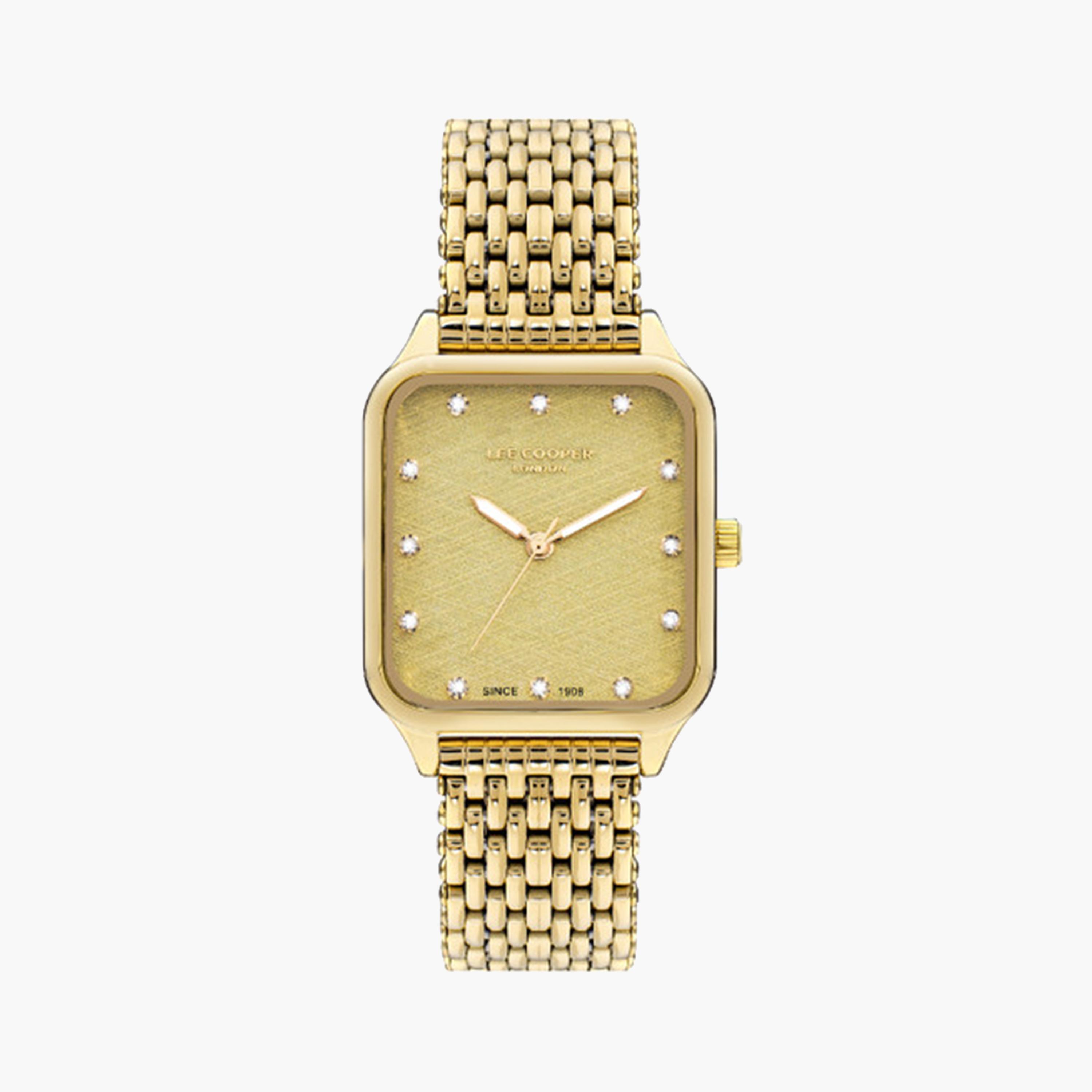 لي كوبر- ساعة تناظرية للنساء بسوار معدني 29 ملم باللون الذهبي | LC07957.110-women-watchesandjewellery-watches-image-1