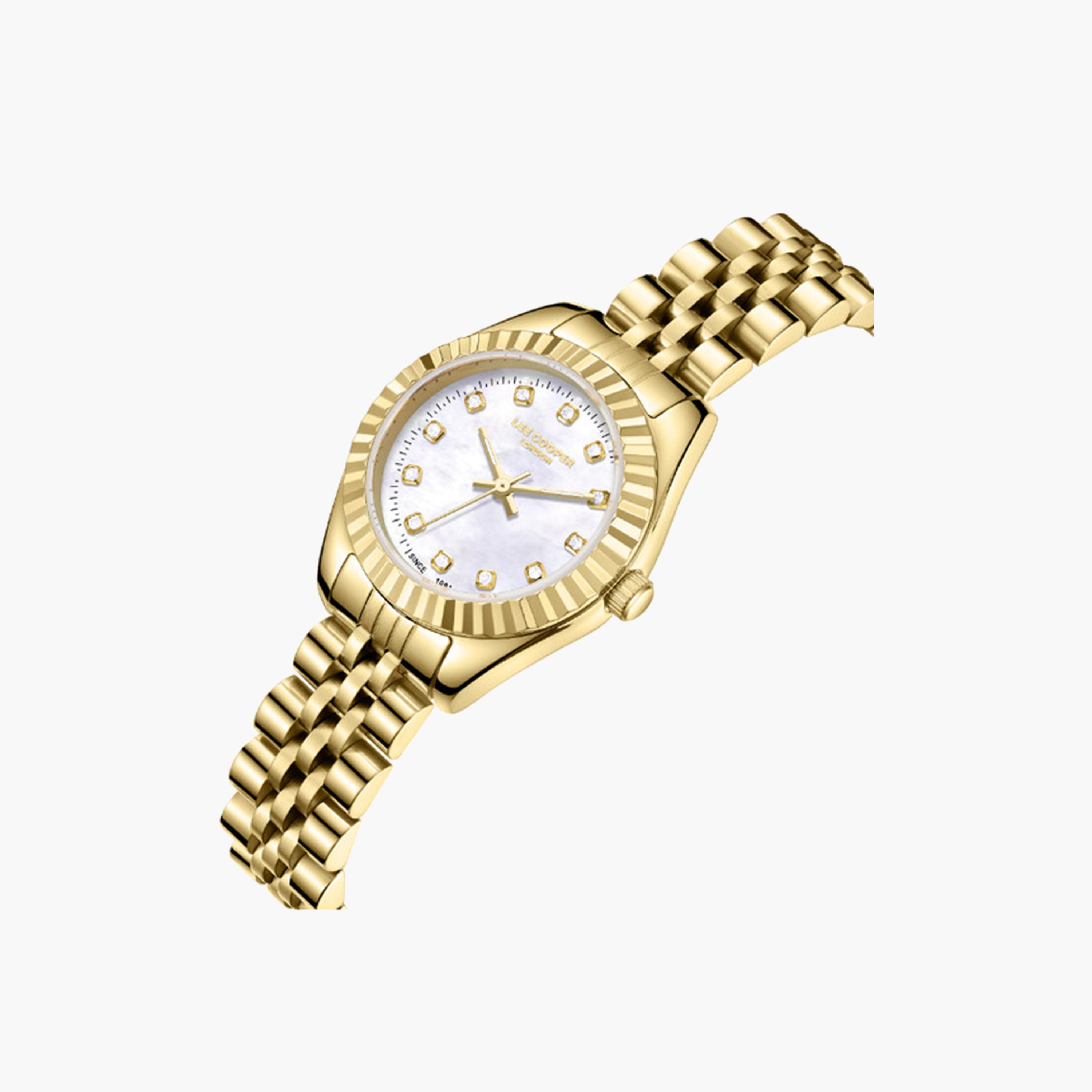 لي كوبر- ساعة تناظرية للنساء بسوار معدني ذهبي مقاس 28 ملم | LC07956.120-women-watchesandjewellery-watches-image-2