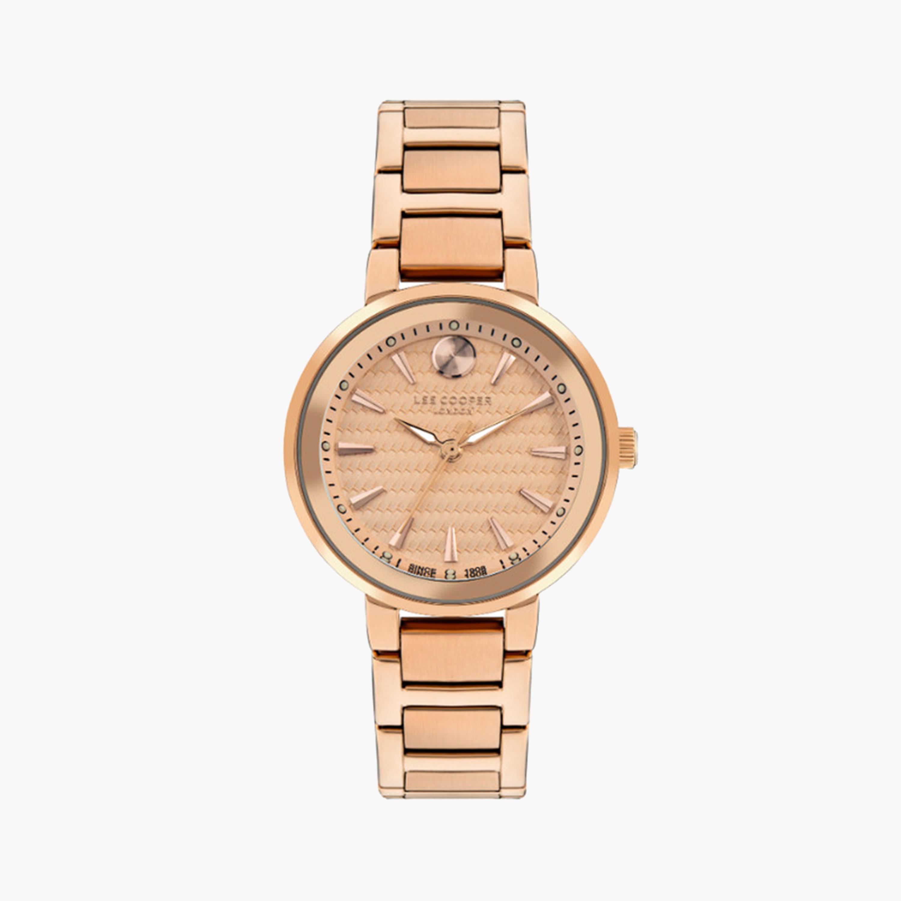 لي كوبر- ساعة تناظرية للنساء بسوار معدني 32 ملم ذهبية وردية | LC07972.410-women-watchesandjewellery-watches-image-1