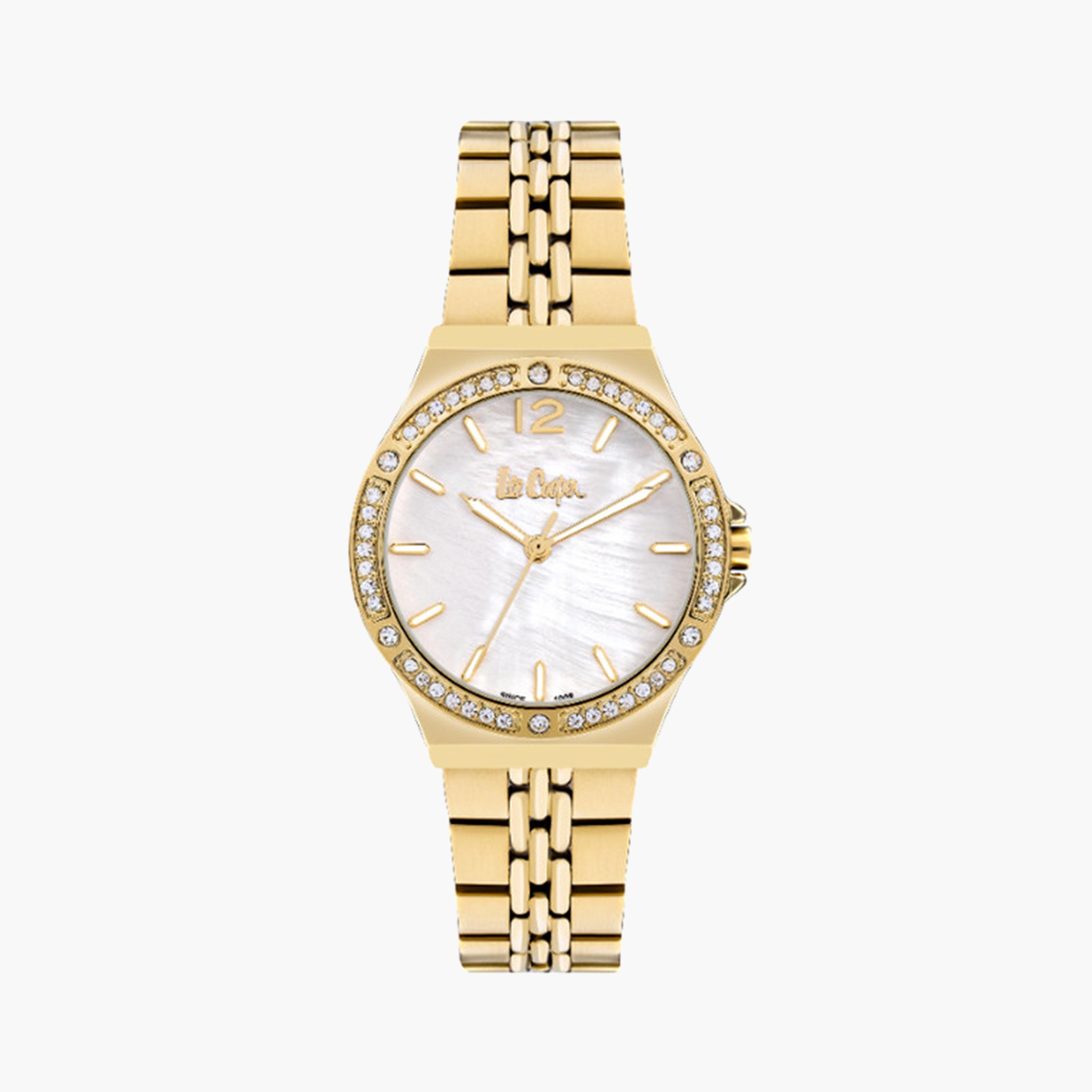 لي كوبر- ساعة تناظرية للنساء 34 ملم بسوار معدني ذهبي | LC07969.120-women-watchesandjewellery-watches-image-1