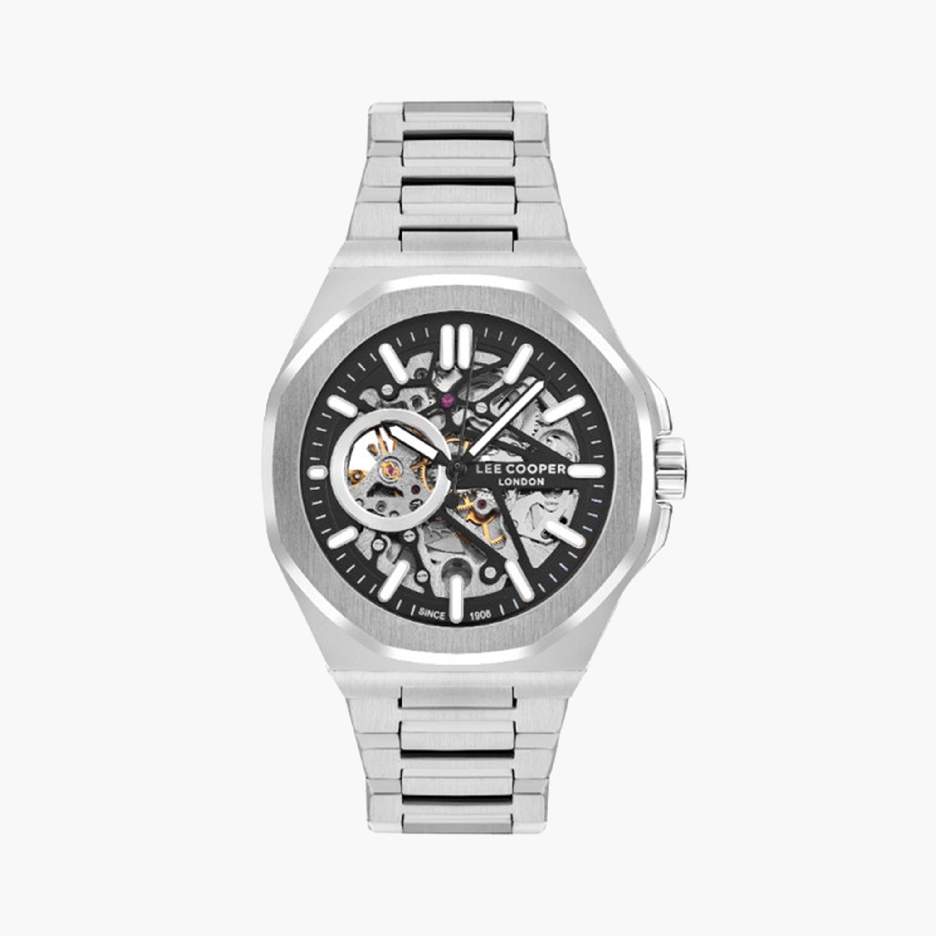 Lee Cooper Men's 43 MM Silver Automatic Metal Strap Watch | LC07977.350-men-watchesandjewellery-watches-image-1
