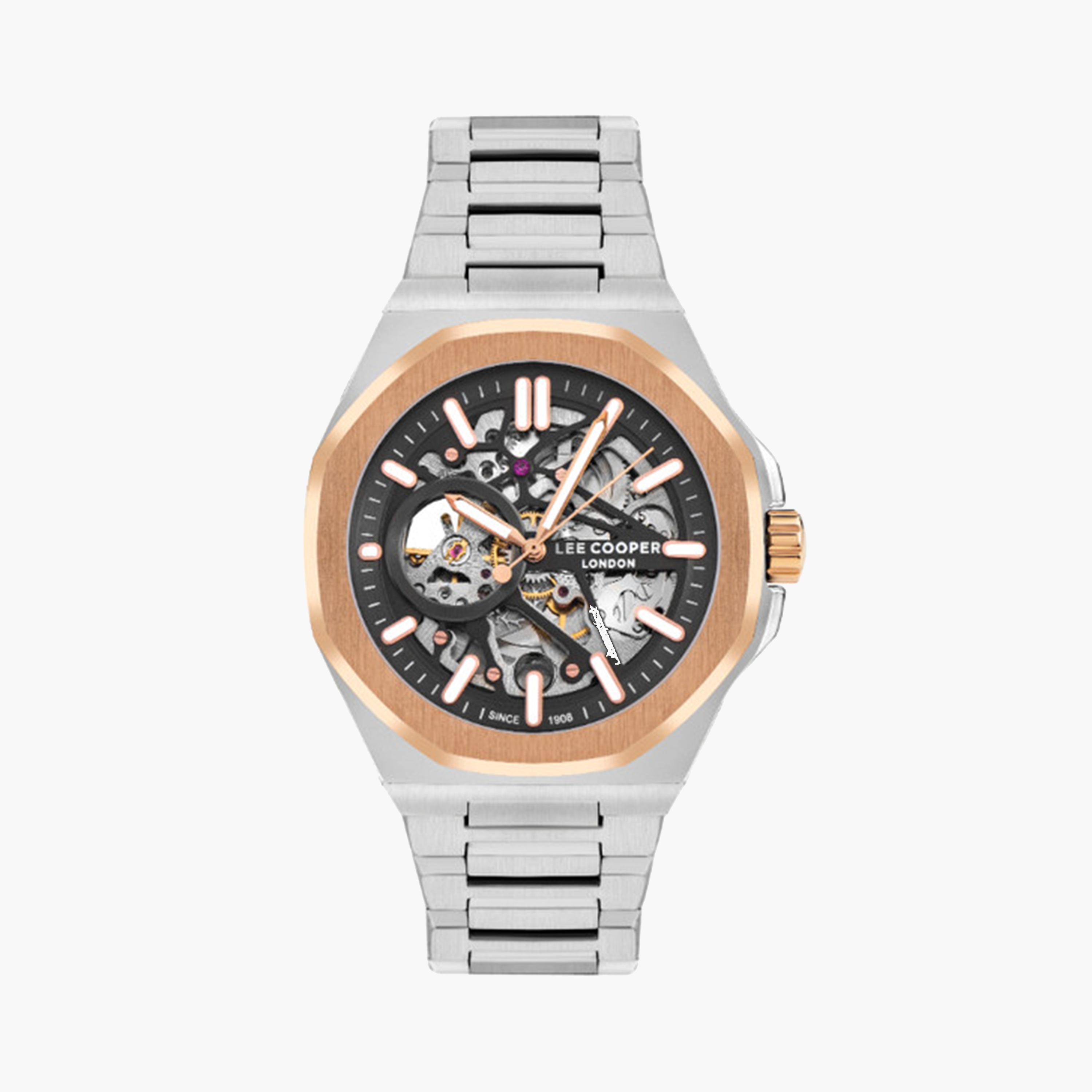 لي كوبر- ساعة اوتوماتيكية للرجال 43 ملم فضية بحزام معدني | LC07977.530-men-watchesandjewellery-watches-image-1