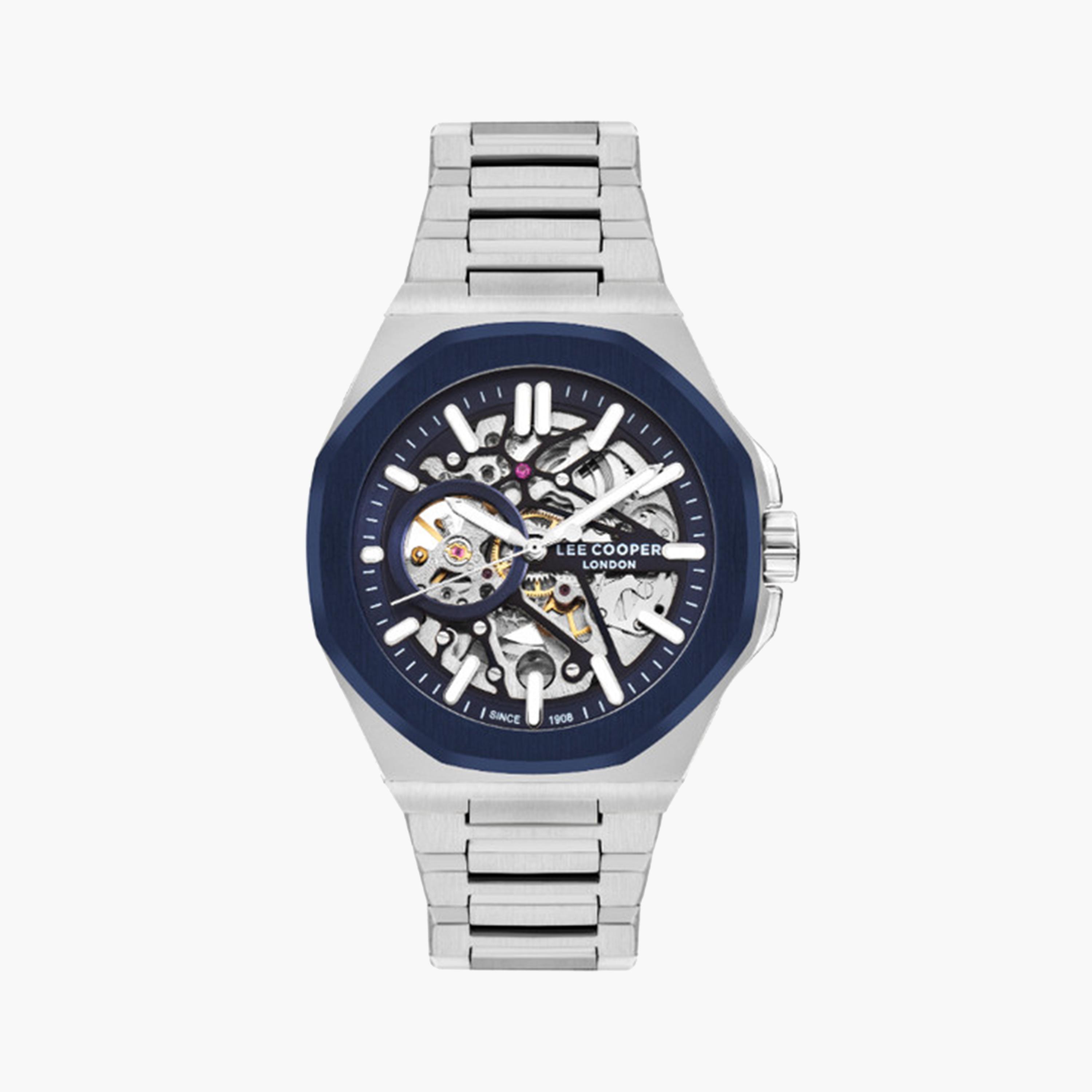 Lee Cooper Men's 43 MM Silver Automatic Metal Strap Watch | LC07977.390-men-watchesandjewellery-watches-image-1