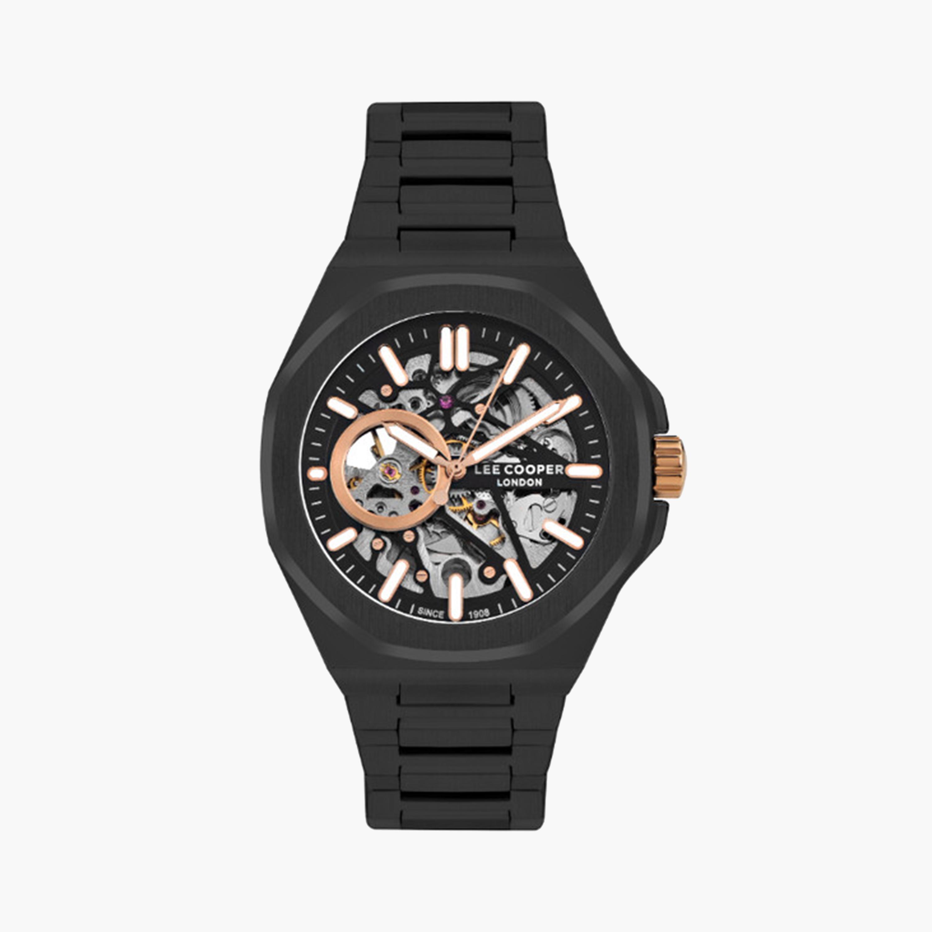Lee Cooper Men's 43 MM Black Automatic Metal Strap Watch | LC07977.650-men-watchesandjewellery-watches-image-1