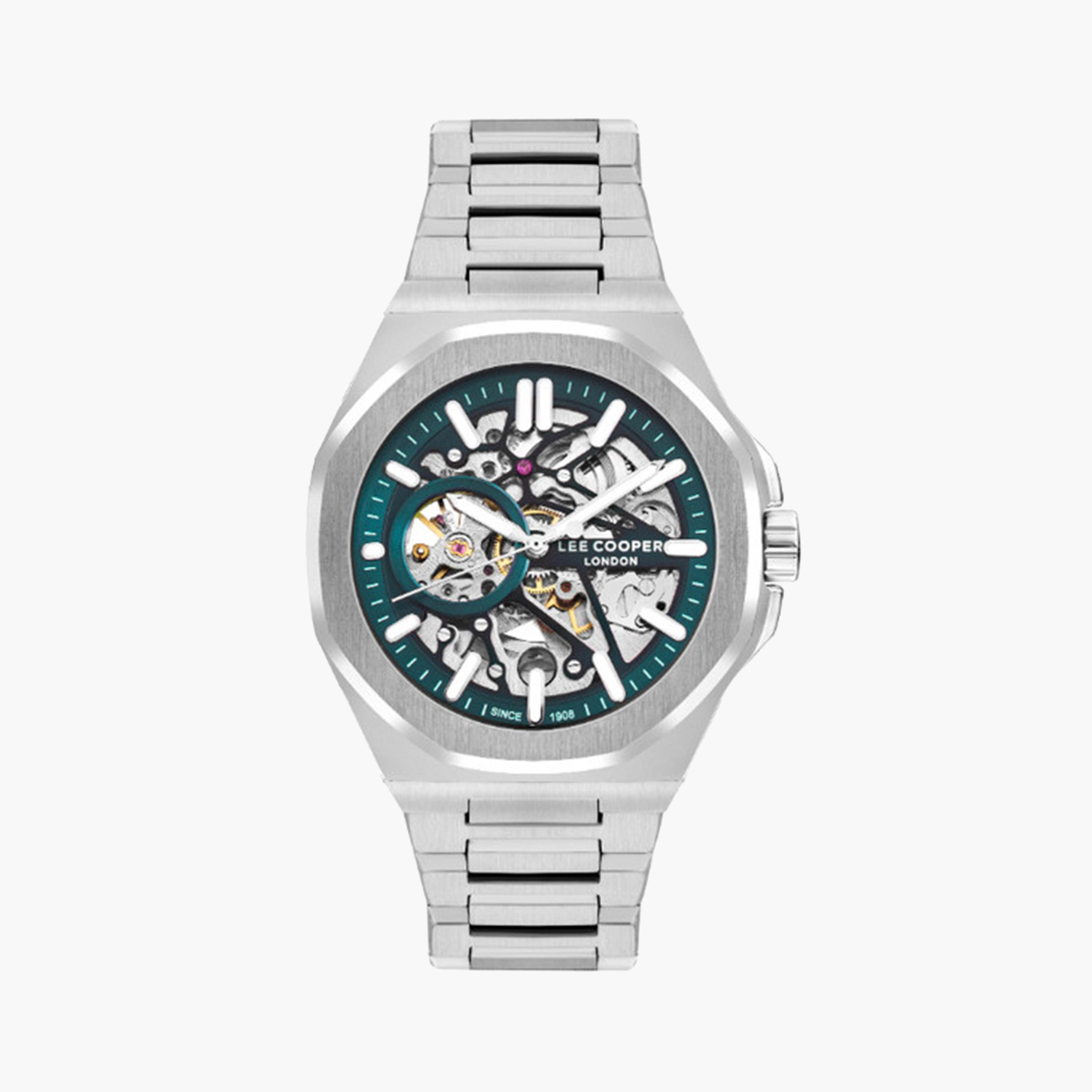 لي كوبر- ساعة اوتوماتيكية للرجال 43 ملم فضية بحزام معدني | LC07977.370-men-watchesandjewellery-watches-image-1