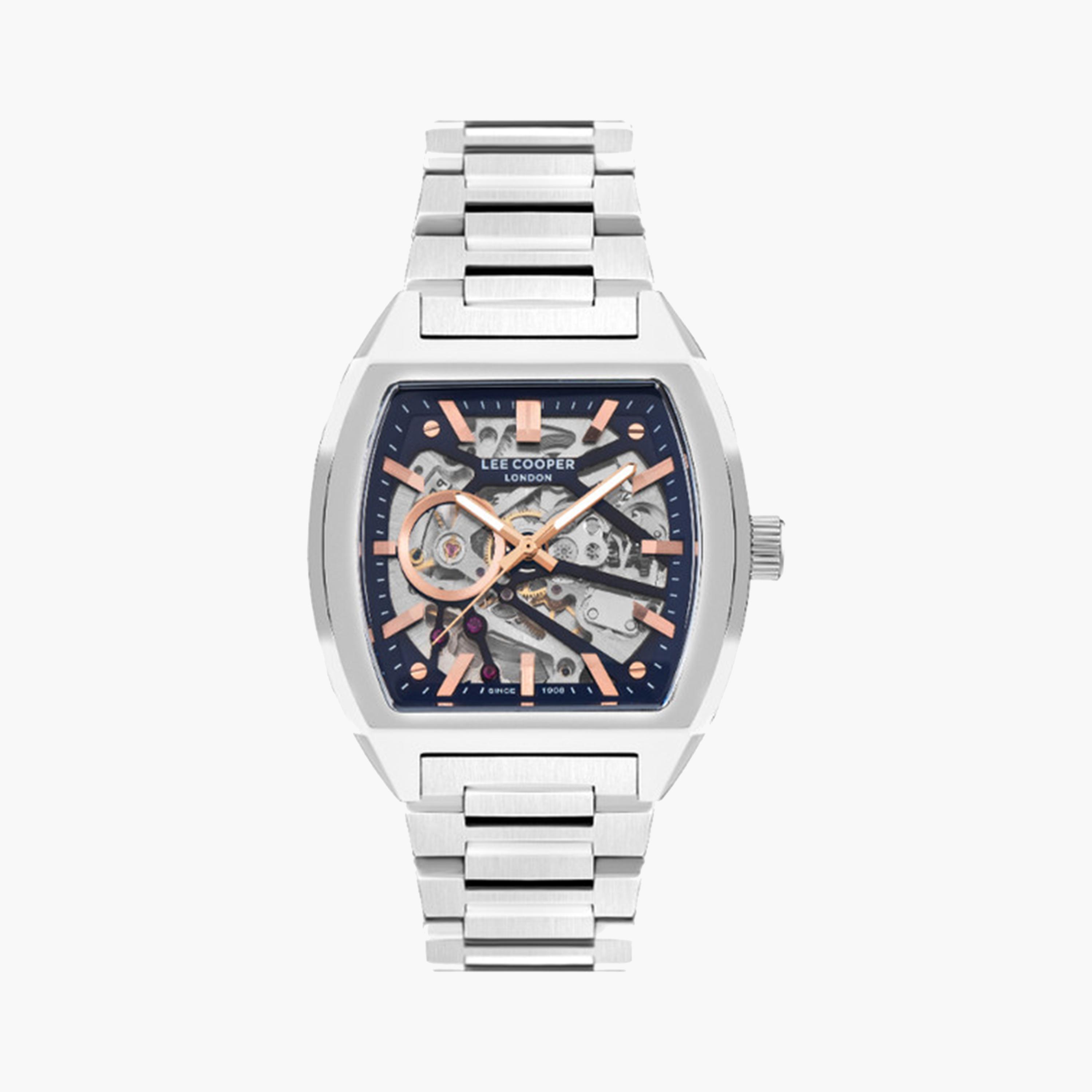 لي كوبر- ساعة اوتوماتيكية للرجال 40 مم فضية بحزام معدني | LC07976.380-men-watchesandjewellery-watches-image-1
