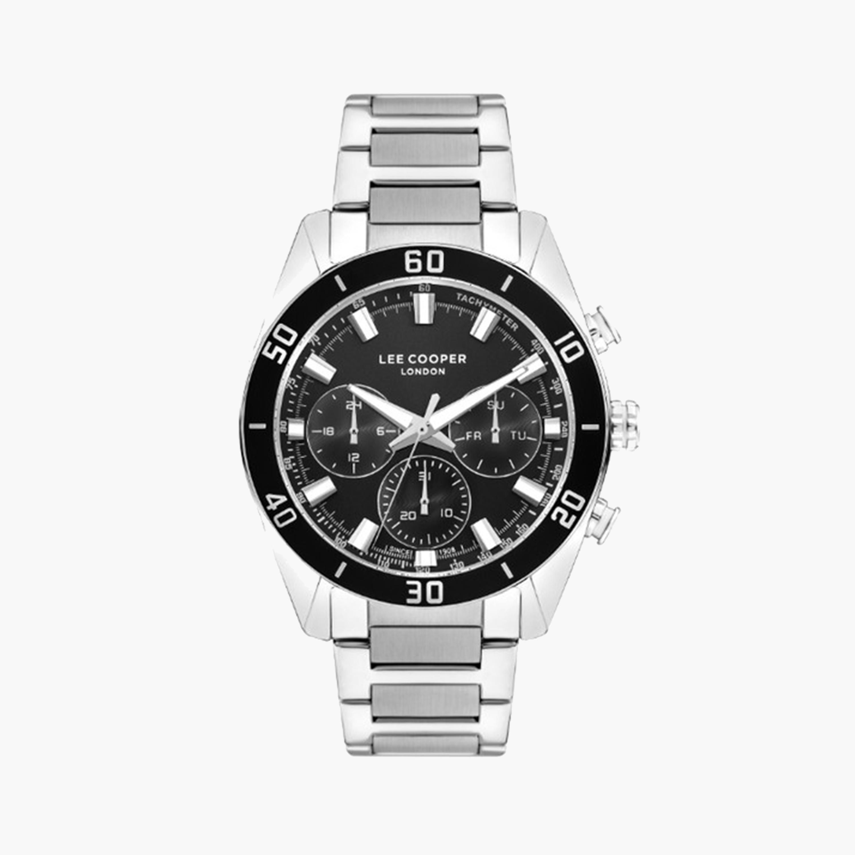 لي كوبر- ساعة كرونوغراف للرجال 44 مم فضية بحزام معدني | LC07948.350-men-watchesandjewellery-watches-image-1