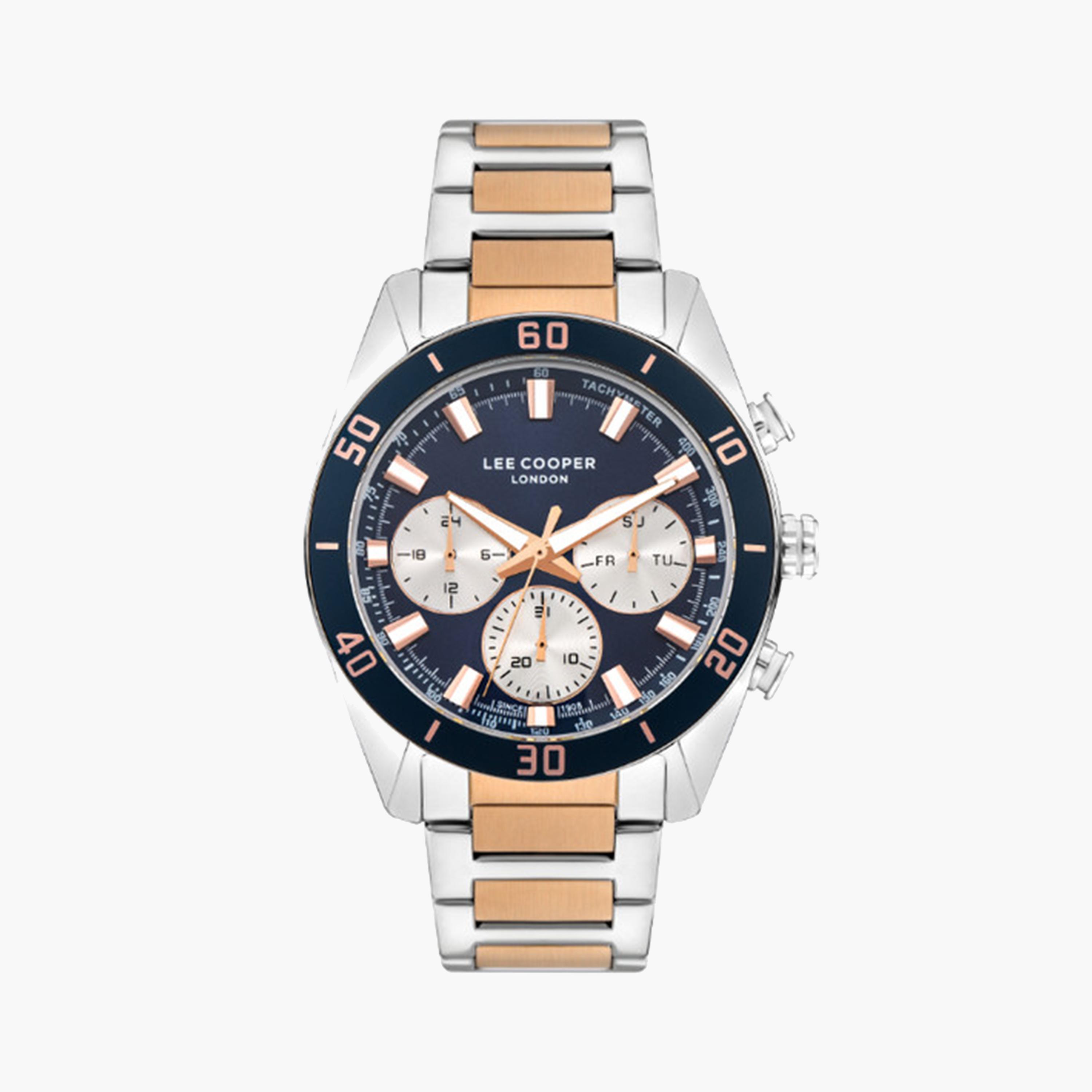 لي كوبر- ساعة كرونوغراف للرجال 44 ملم فضية بحزام معدني | LC07948.590-men-watchesandjewellery-watches-image-1
