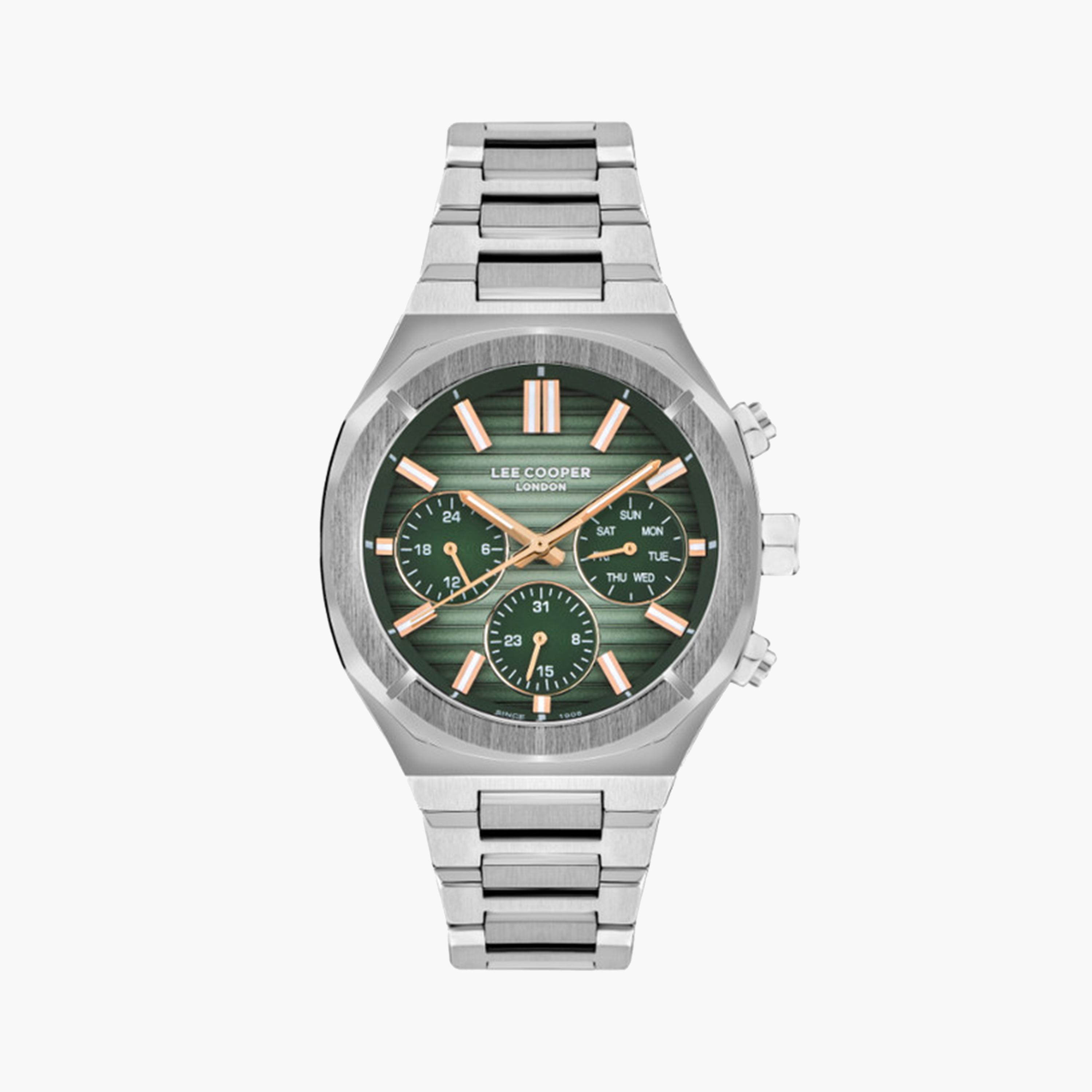 لي كوبر- ساعة كرونوغراف للرجال 43 ملم فضية بحزام معدني | LC07959.370-men-watchesandjewellery-watches-image-1