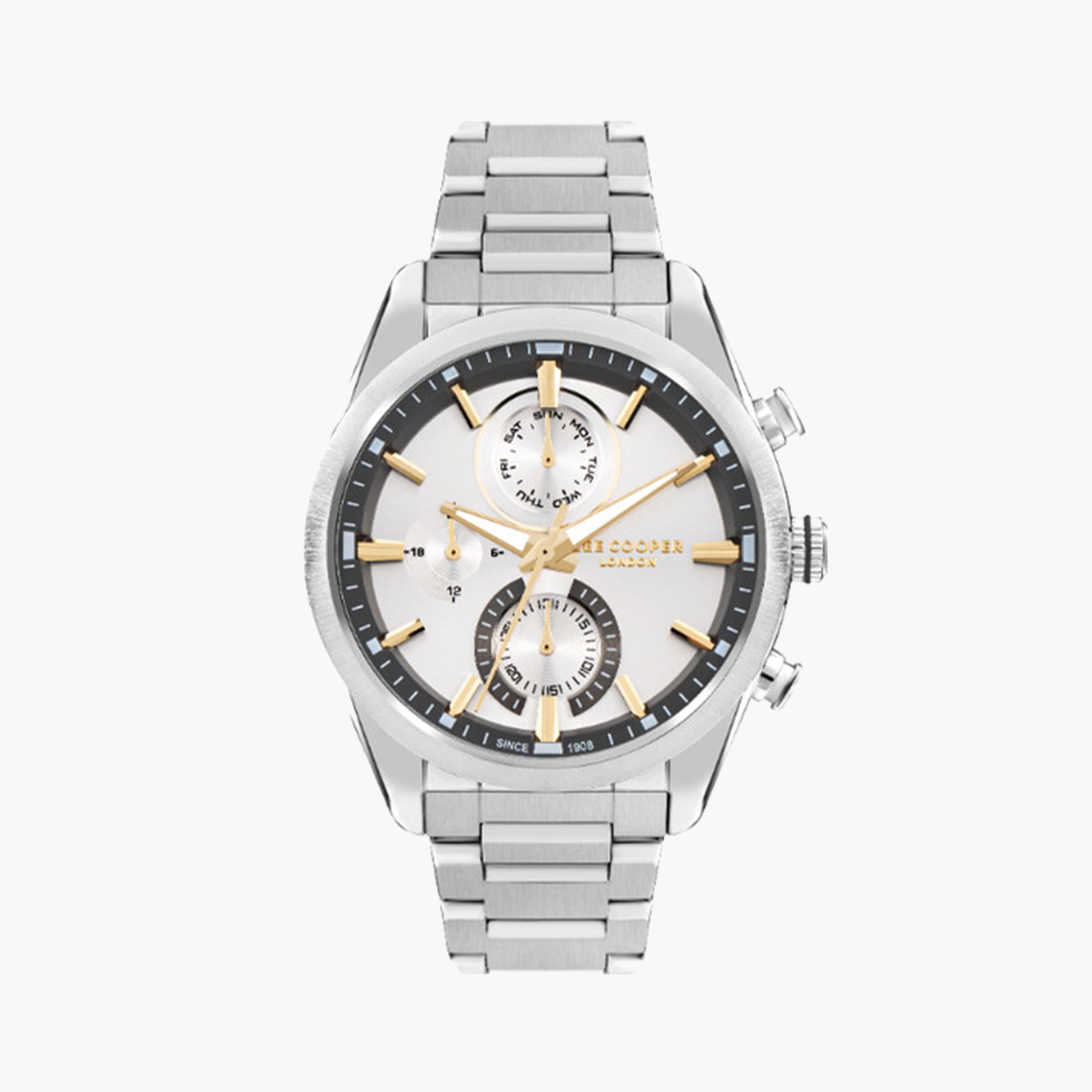 لي كوبر- ساعة كرونوغراف للرجال 45 ملم فضية بسوار معدني | LC07947.330-men-watchesandjewellery-watches-image-1