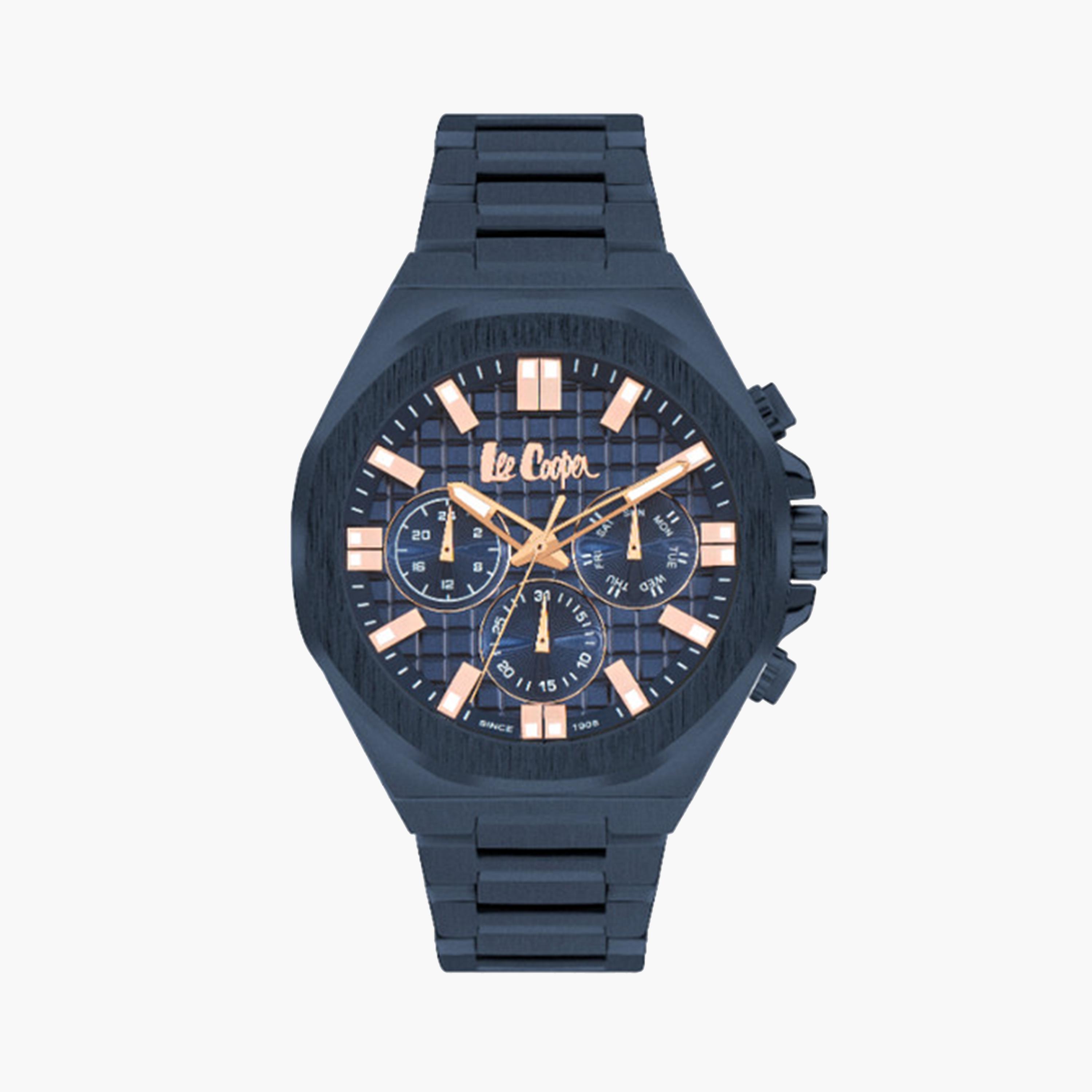 Lee Cooper Men's 46 MM Blue Chronograph Metal Strap Watch | LC07982.990-men-watchesandjewellery-watches-image-1