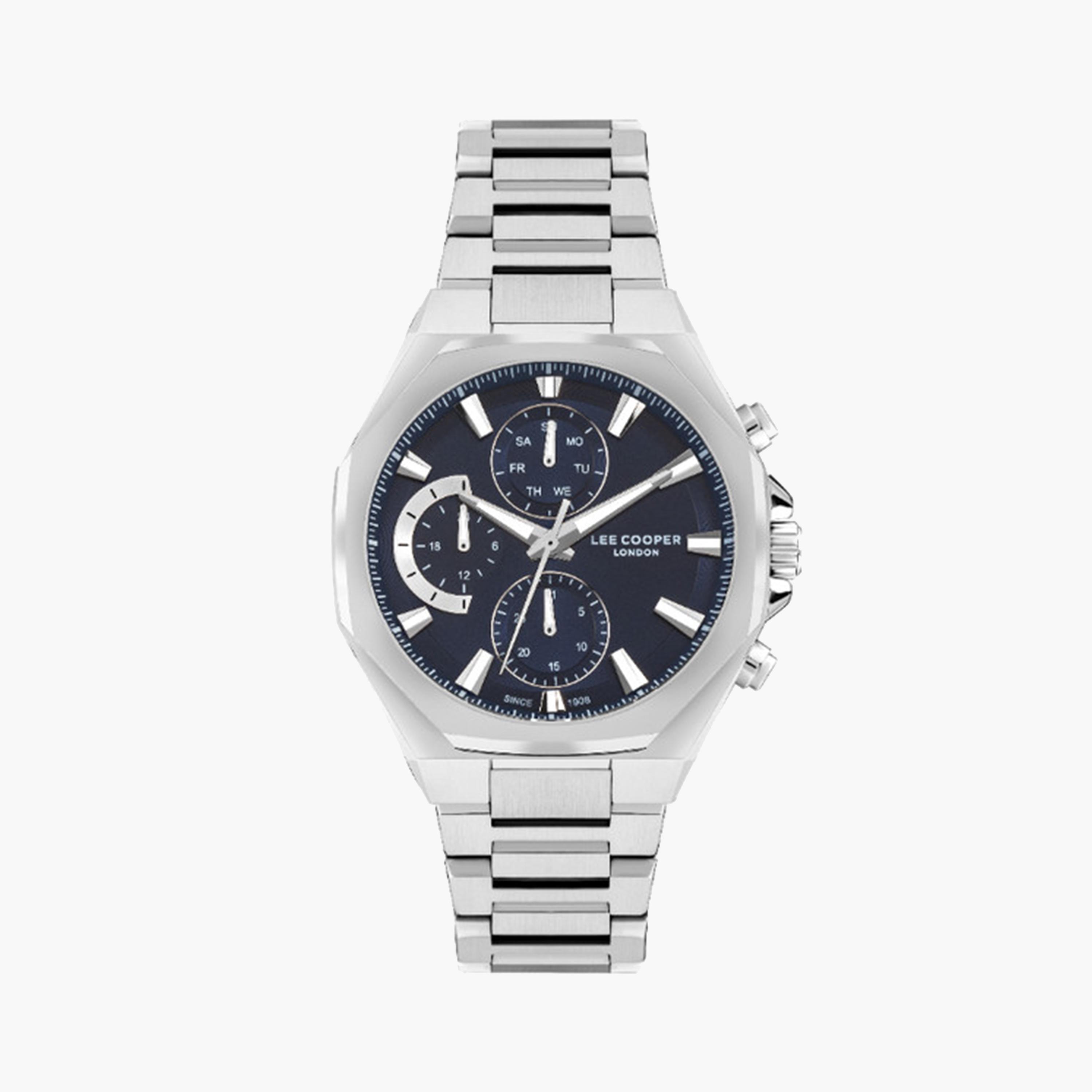Lee Cooper Men's 44 MM Silver Chronograph Metal Strap Watch | LC07971.390-men-watchesandjewellery-watches-image-1