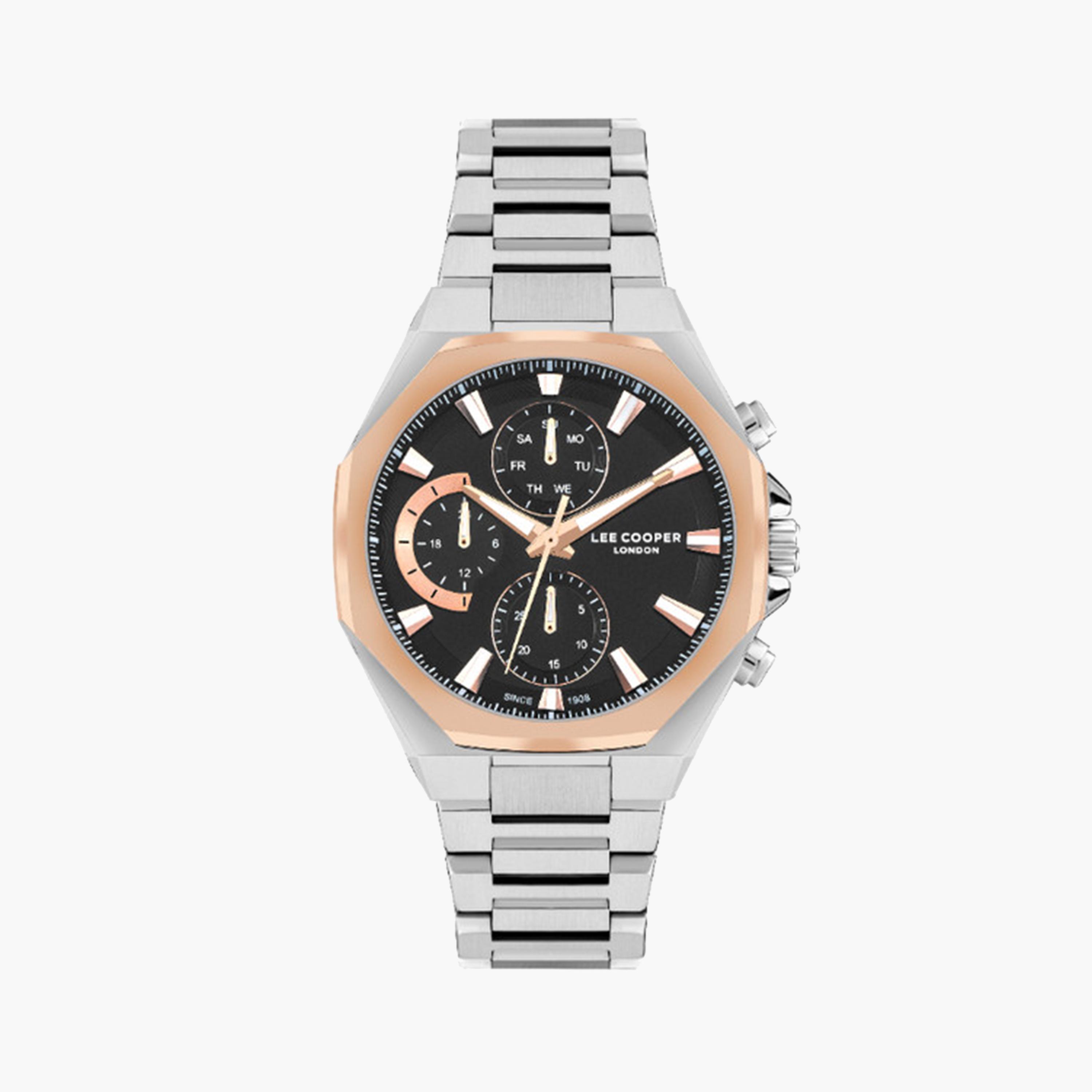 لي كوبر- ساعة كرونوغراف للرجال 44 ملم فضية بحزام معدني | LC07971.550-men-watchesandjewellery-watches-image-1