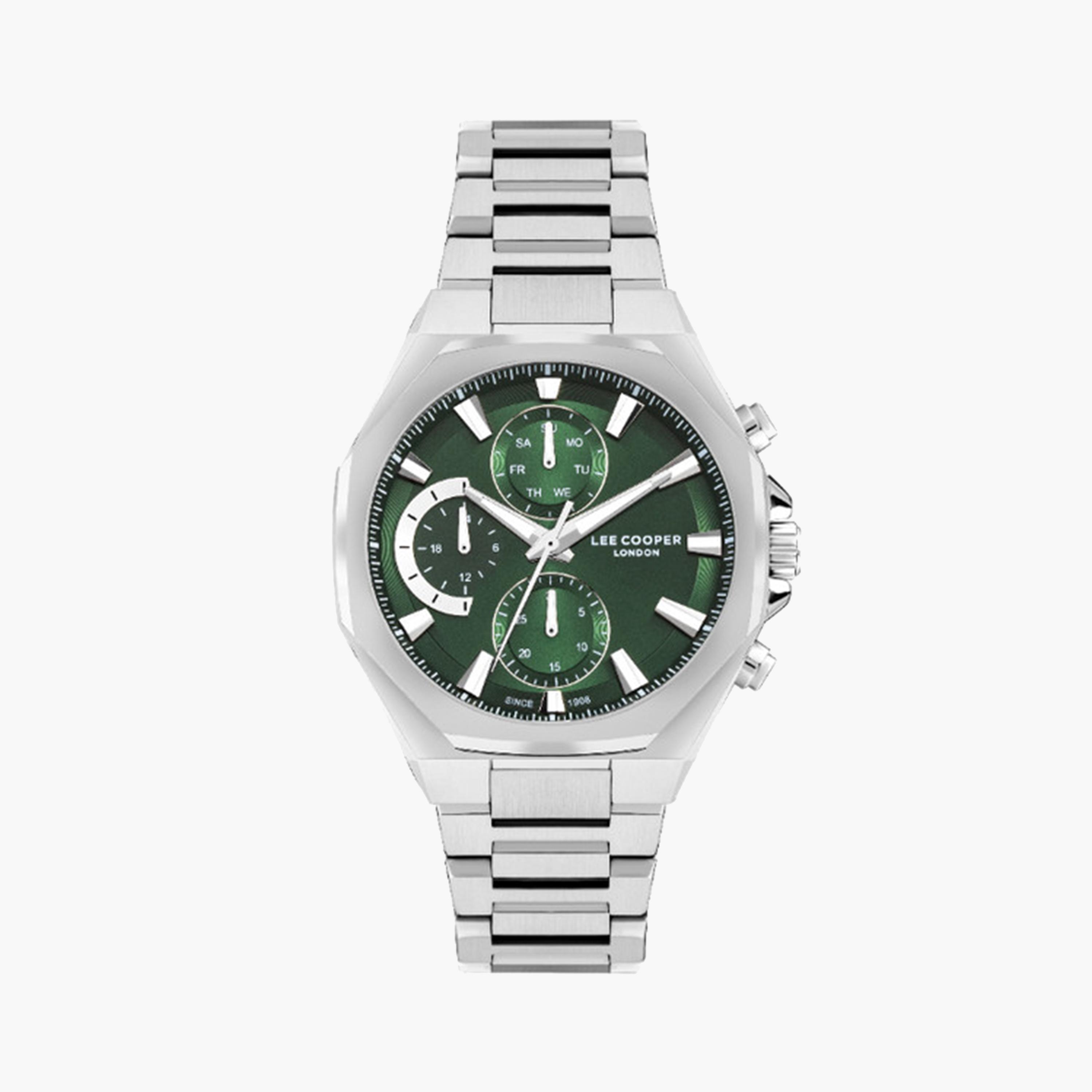 لي كوبر- ساعة كرونوغراف للرجال 44 ملم فضية بحزام معدني | LC07971.370-men-watchesandjewellery-watches-image-1