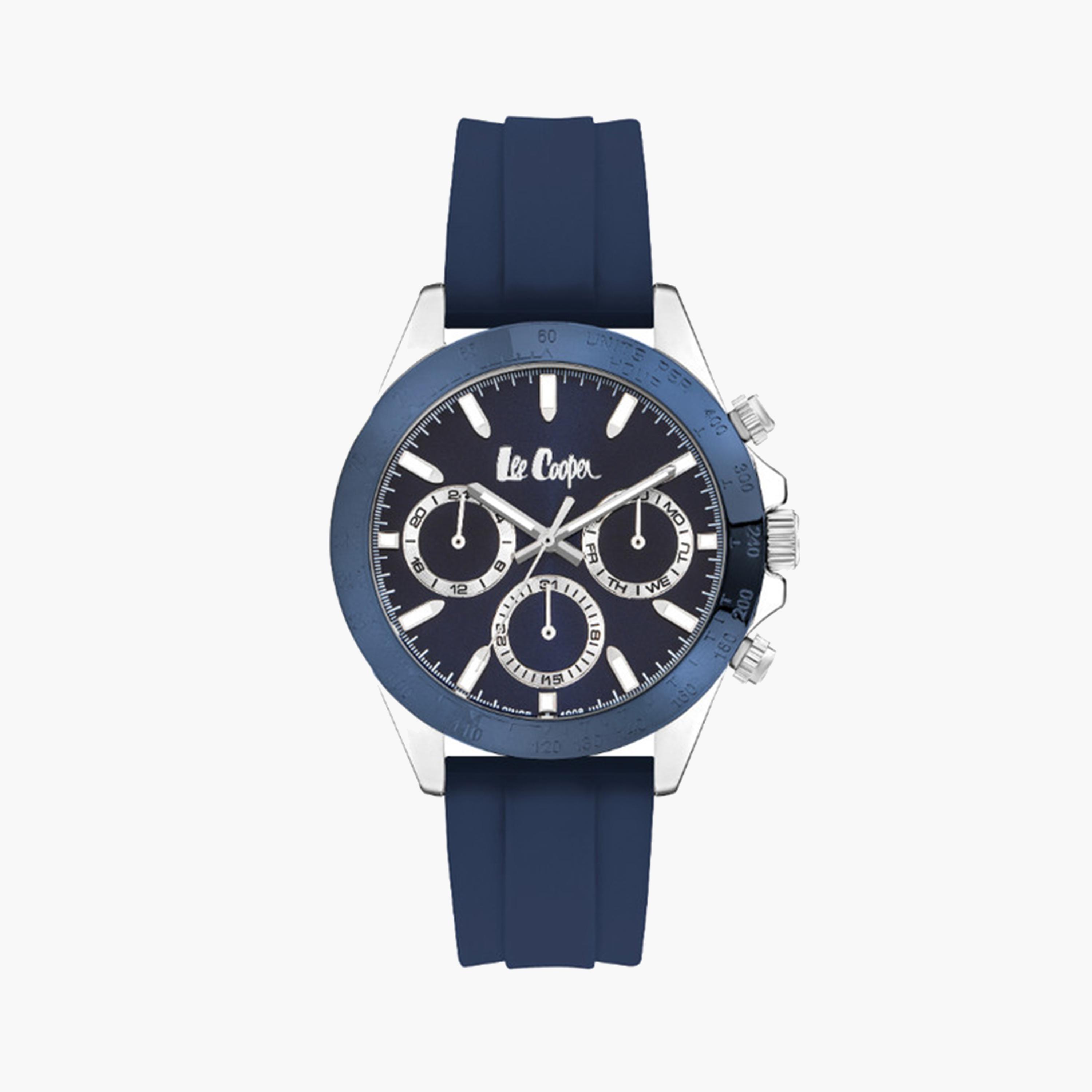 لي كوبر- ساعة كرونوغراف للرجال 42 مم زرقاء بحزام سيليكون | LC07964.398-men-watchesandjewellery-watches-image-1