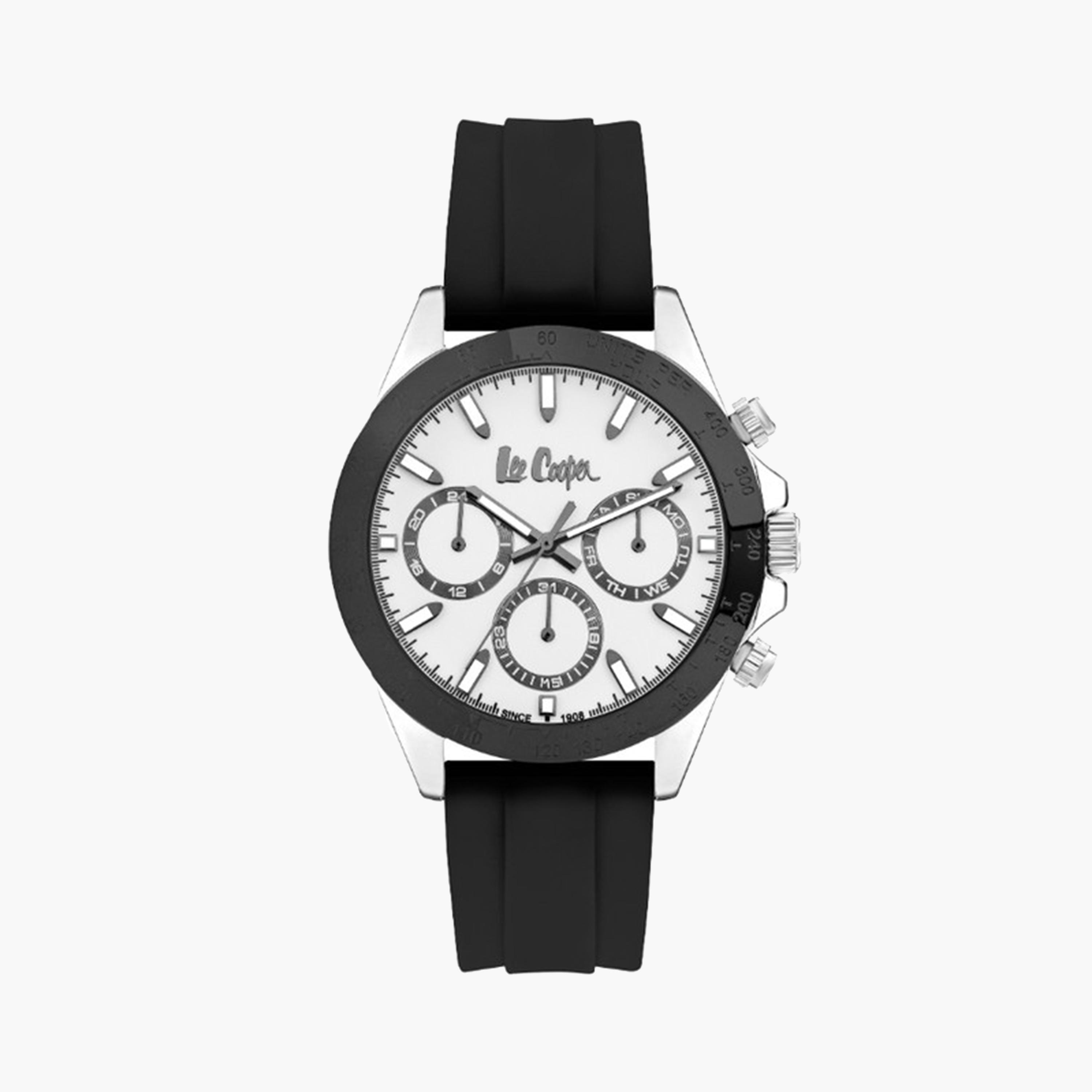 لي كوبر- ساعة كرونوغراف للرجال 42 مم سوداء بحزام سيليكون | LC07964.331-men-watchesandjewellery-watches-image-1