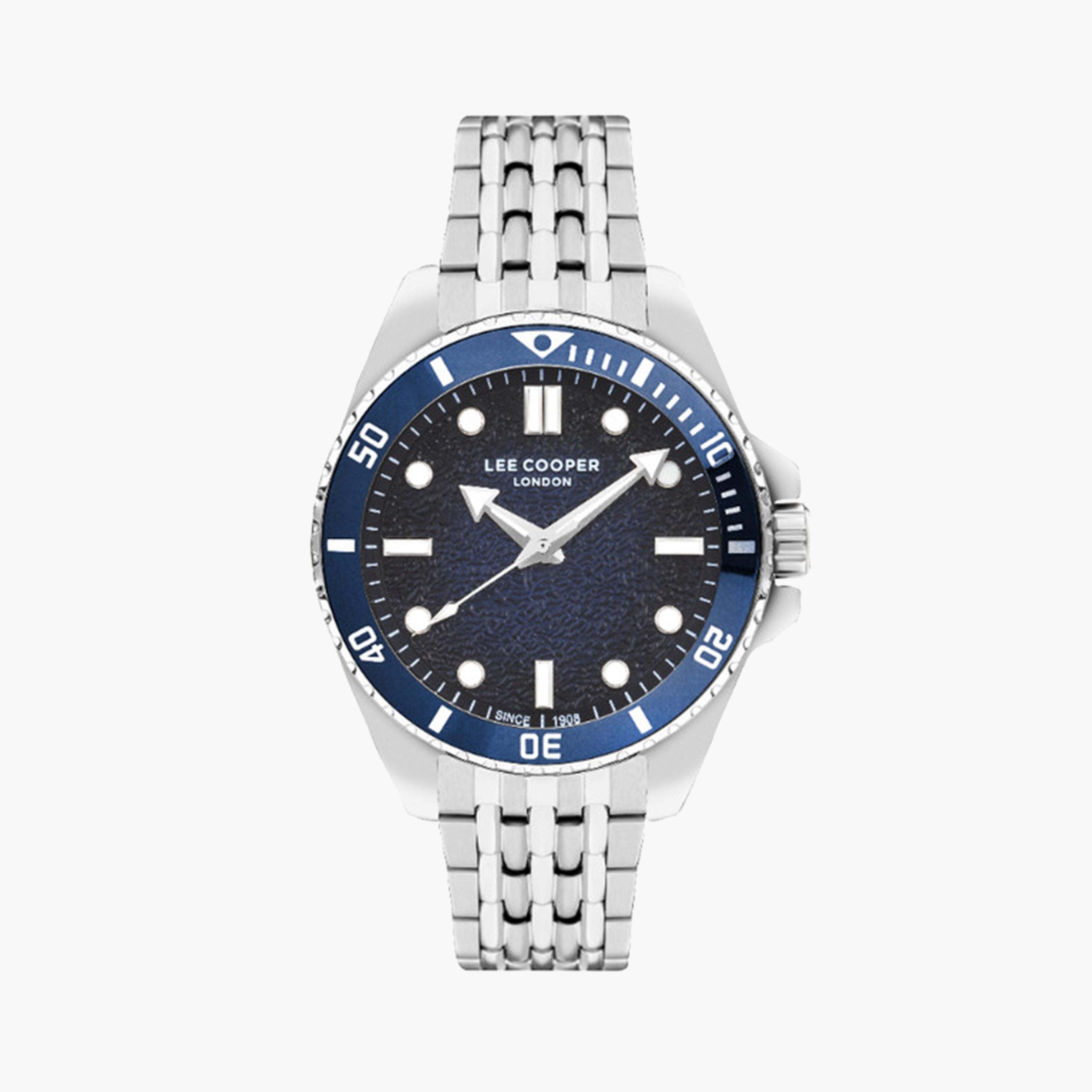 لي كوبر- ساعة تناظرية للرجال 43 ملم فضية انالوج بحزام معدني | LC07954.390-men-watchesandjewellery-watches-image-1
