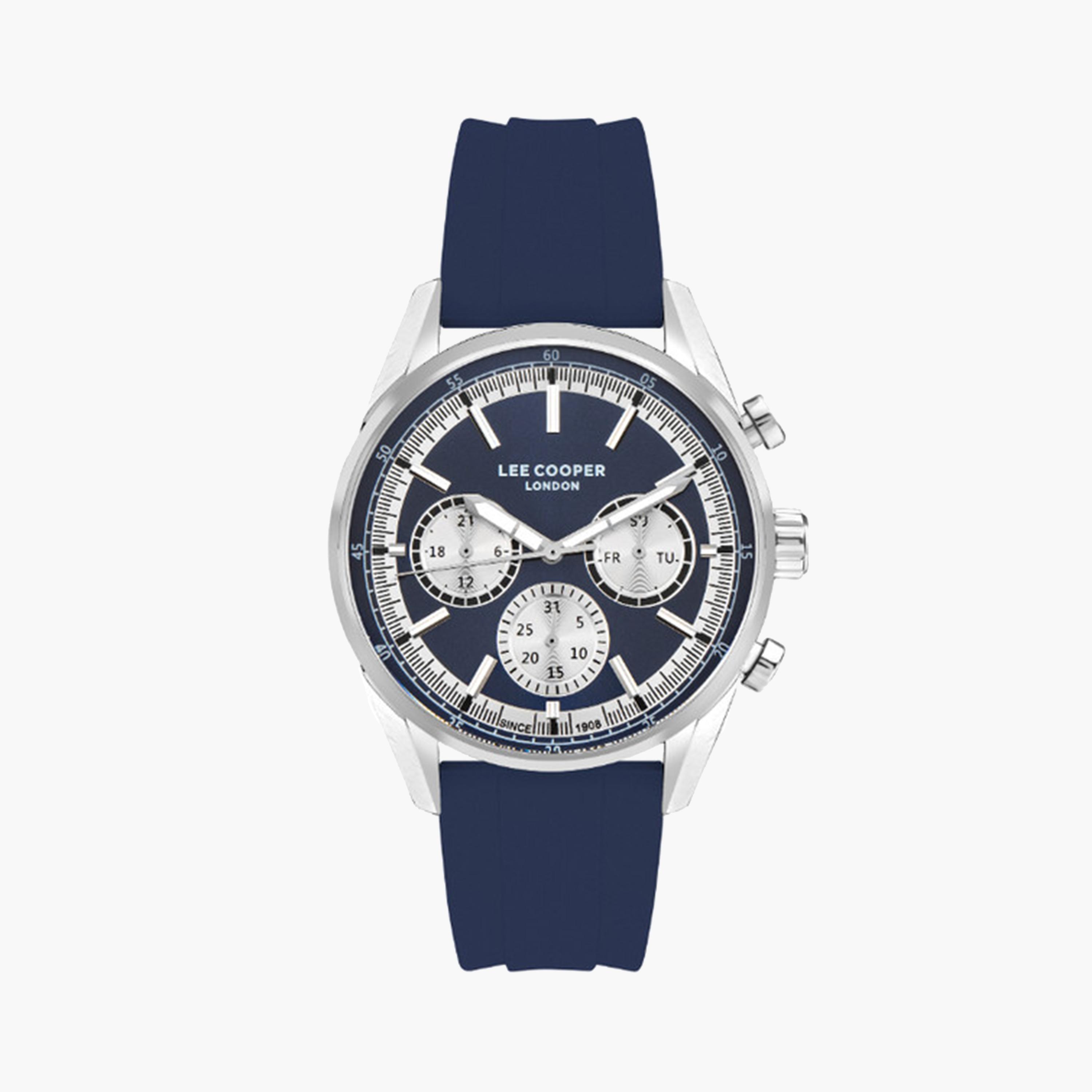 Lee Cooper Men's 44 MM Blue Chronograph Silicone Strap Watch | LC07987.399-men-watchesandjewellery-watches-image-1