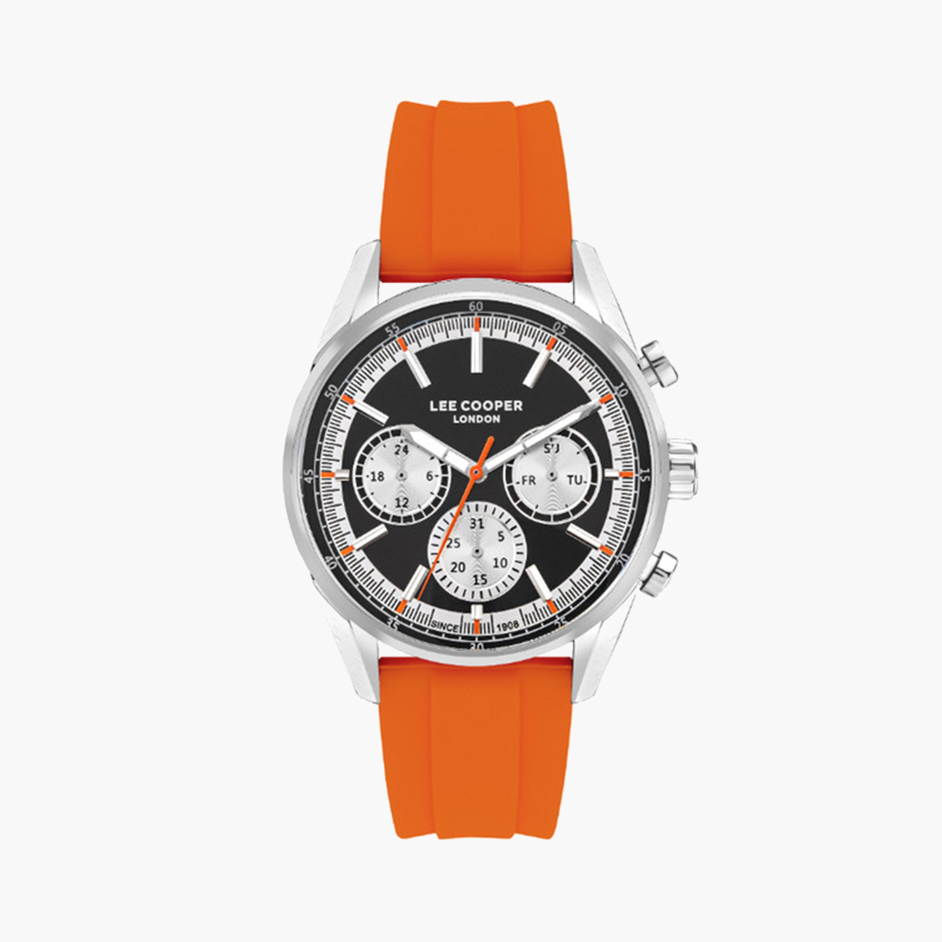 لي كوبر- ساعة كرونوغراف للرجال بقطر 44 مم وحزام سيليكون برتقالي | LC07987.357-men-watchesandjewellery-watches-image-1