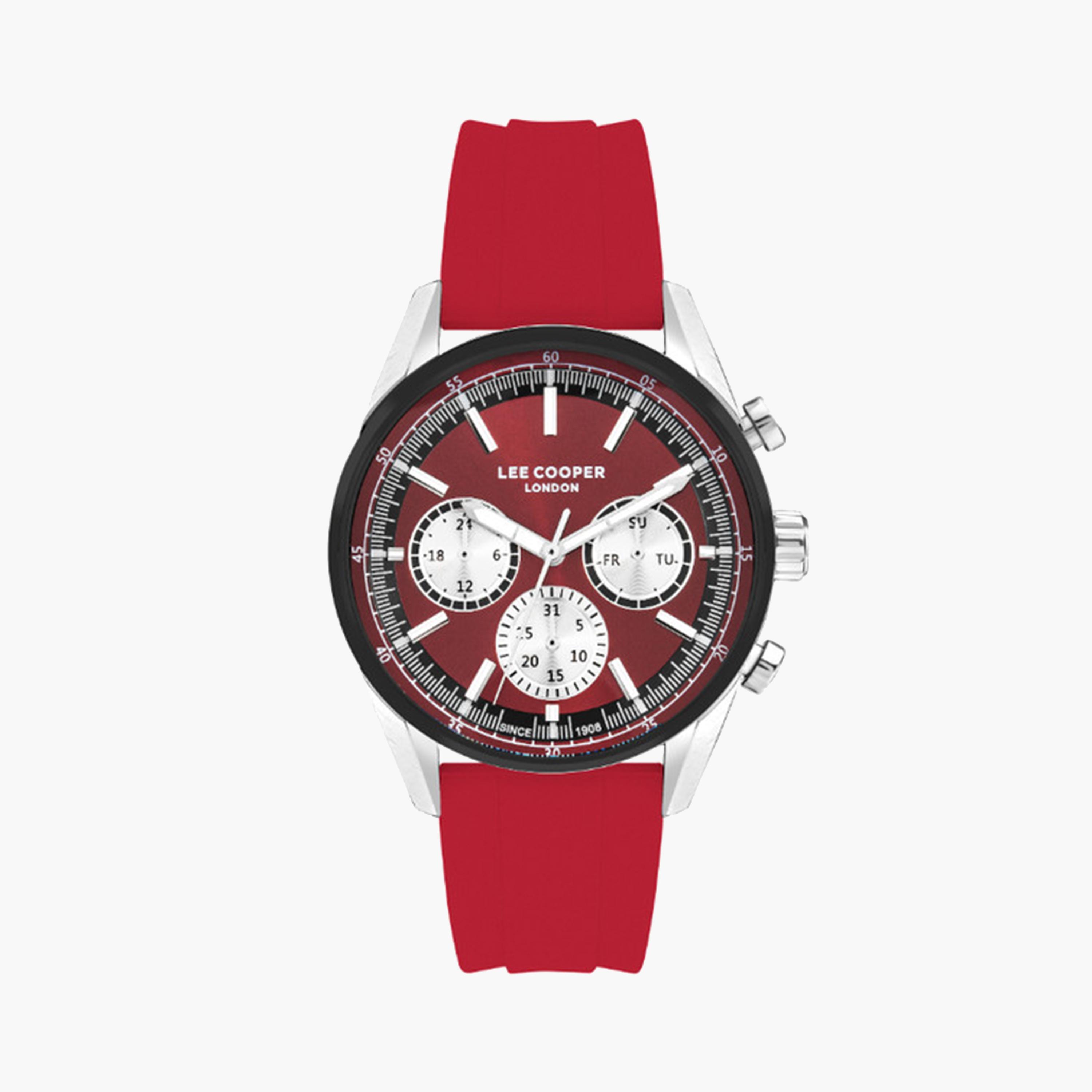 لي كوبر- ساعة كرونوغراف للرجال بقطر 44 مم وحزام سيليكون أحمر | LC07987.388-men-watchesandjewellery-watches-image-1
