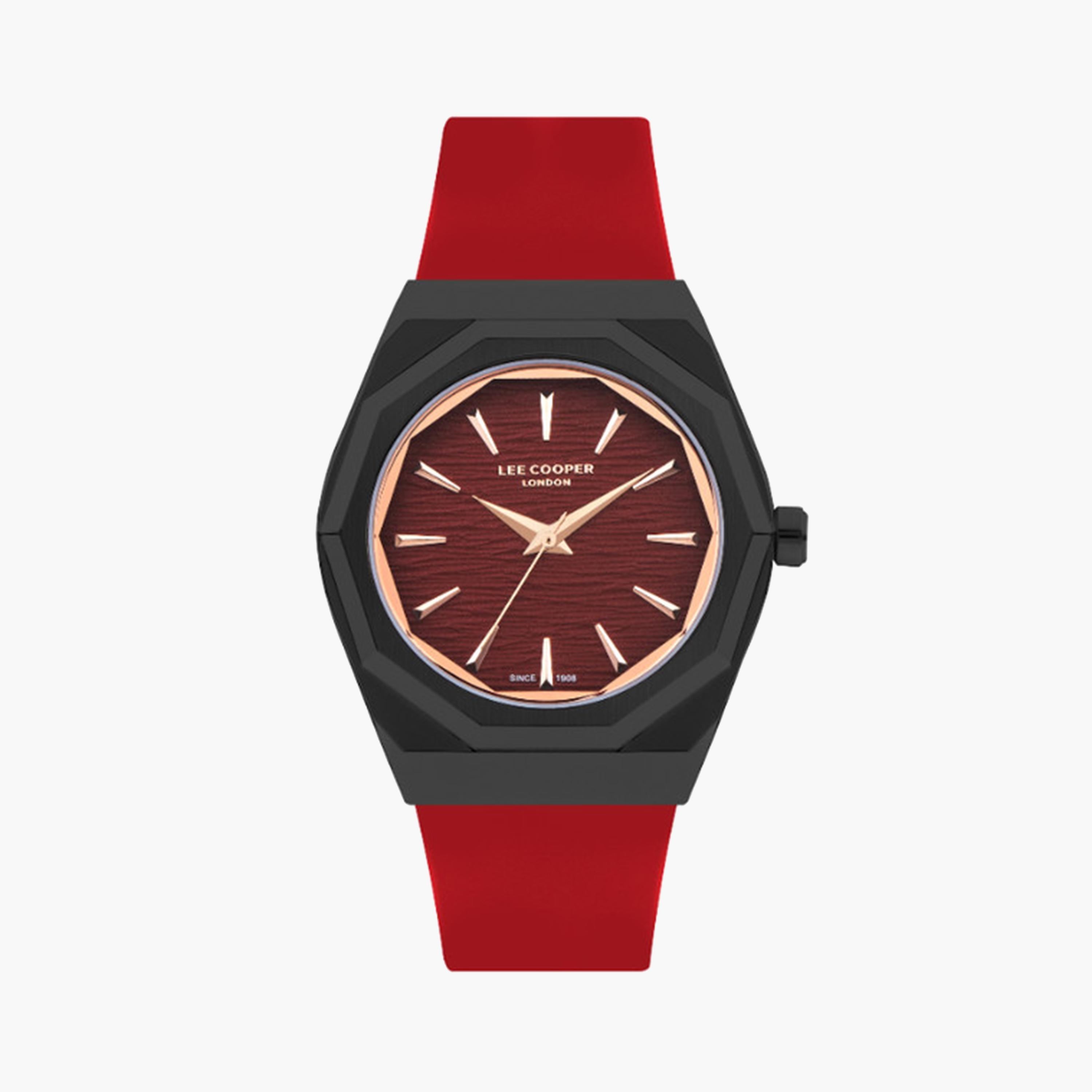 لي كوبر- ساعة تناظرية للرجال بسوار جلدي أحمر 43 مم | LC07936.688-men-watchesandjewellery-watches-image-1