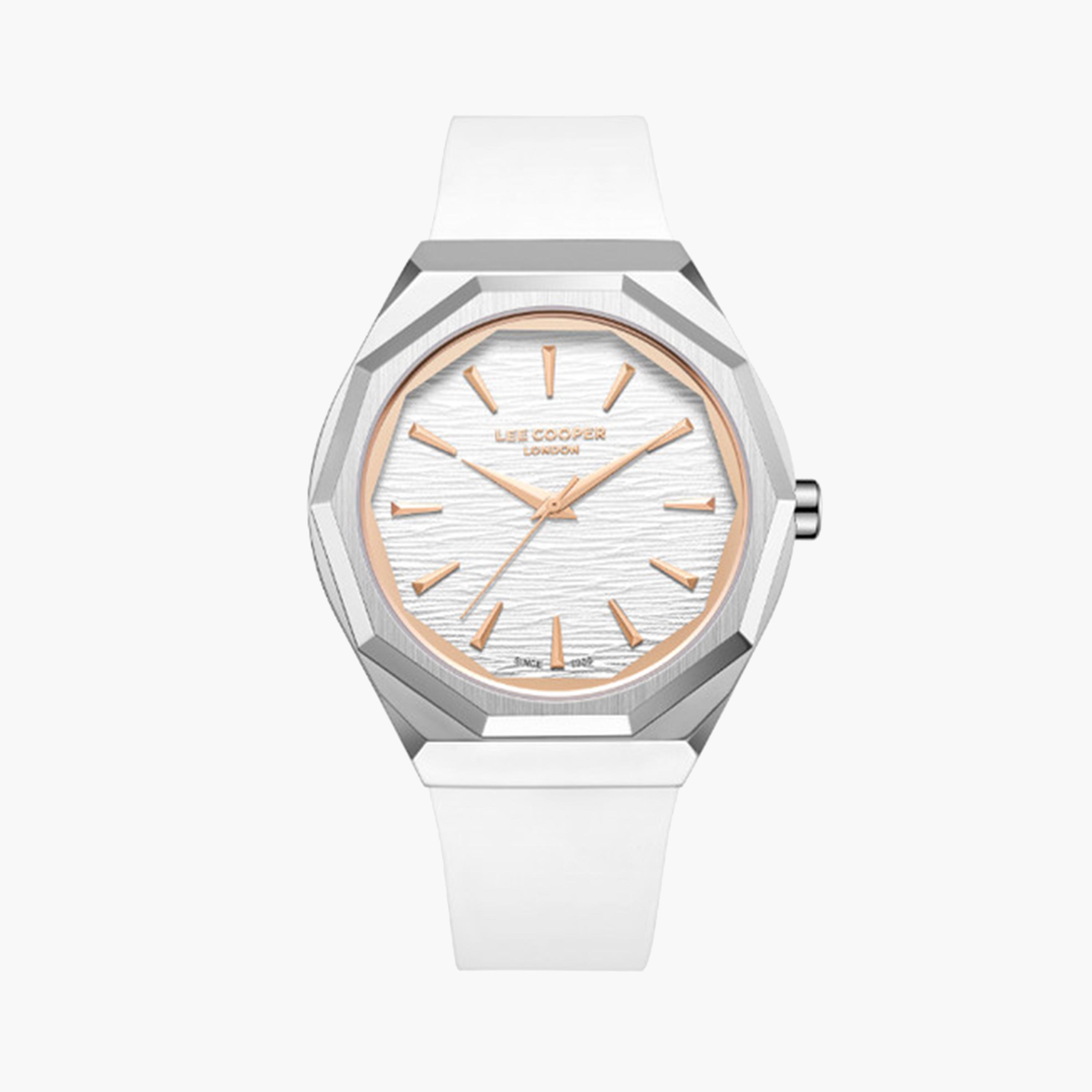 لي كوبر- ساعة تناظرية للرجال 43 ملم أبيض بحزام جلدي | LC07936.336-men-watchesandjewellery-watches-image-1