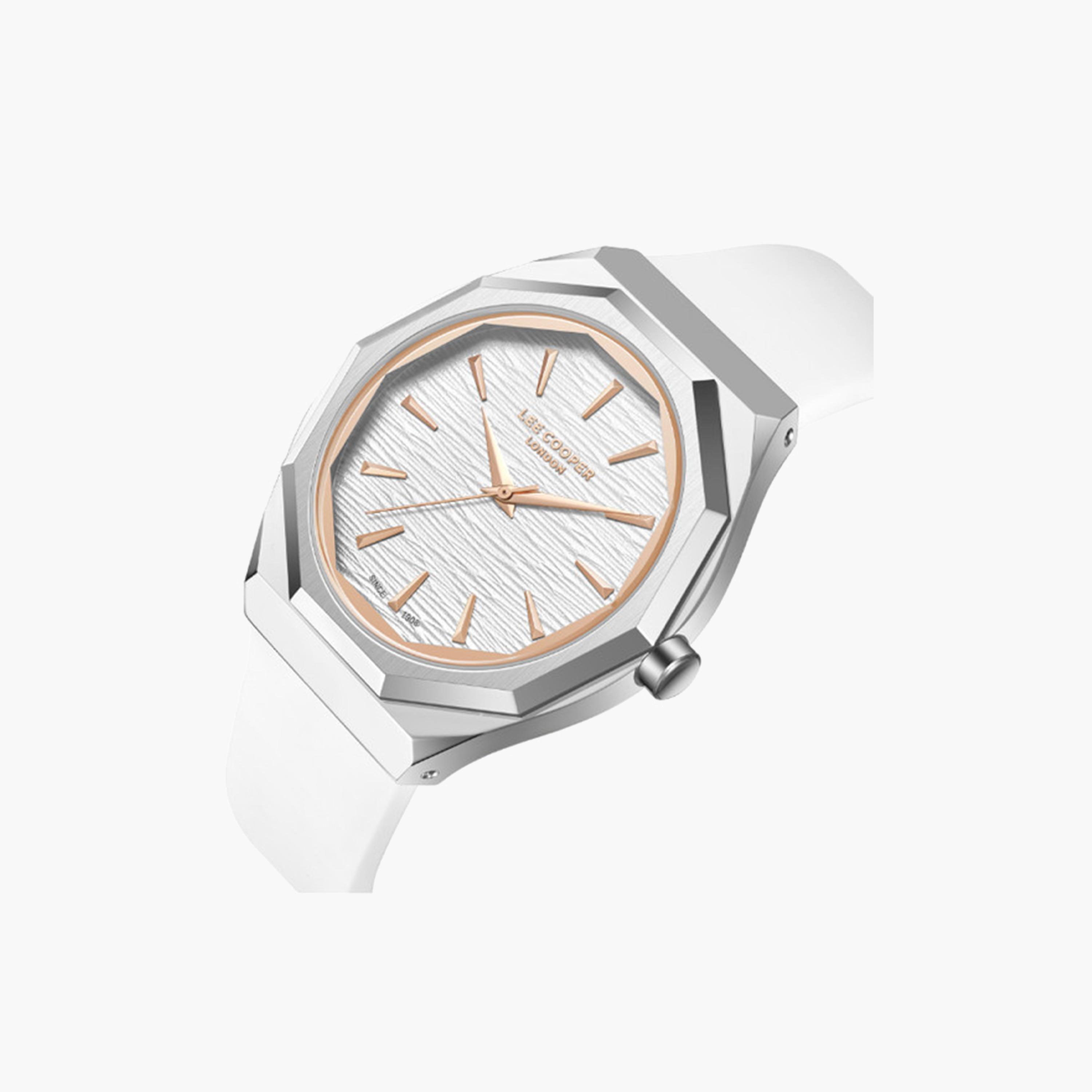 لي كوبر- ساعة تناظرية للرجال 43 ملم أبيض بحزام جلدي | LC07936.336-men-watchesandjewellery-watches-image-2