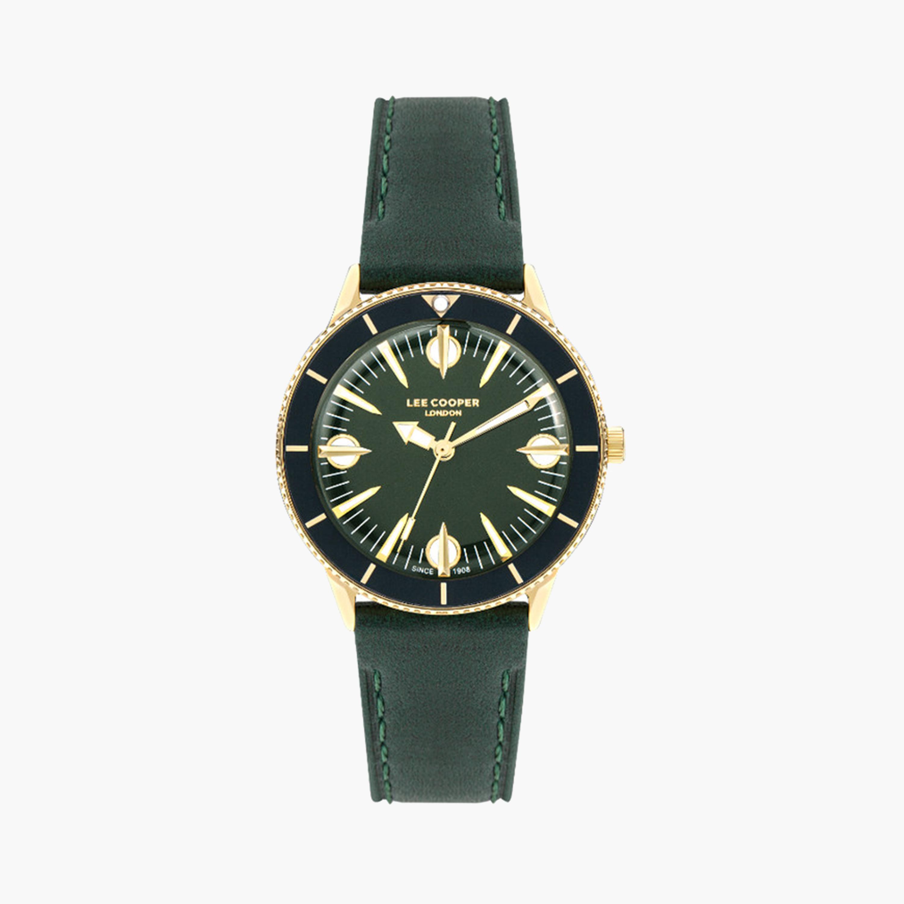 لي كوبر- ساعة تناظرية للنساء بسوار جلدي 36 مم باللون الأخضر | LC07932.177-women-watchesandjewellery-watches-image-1