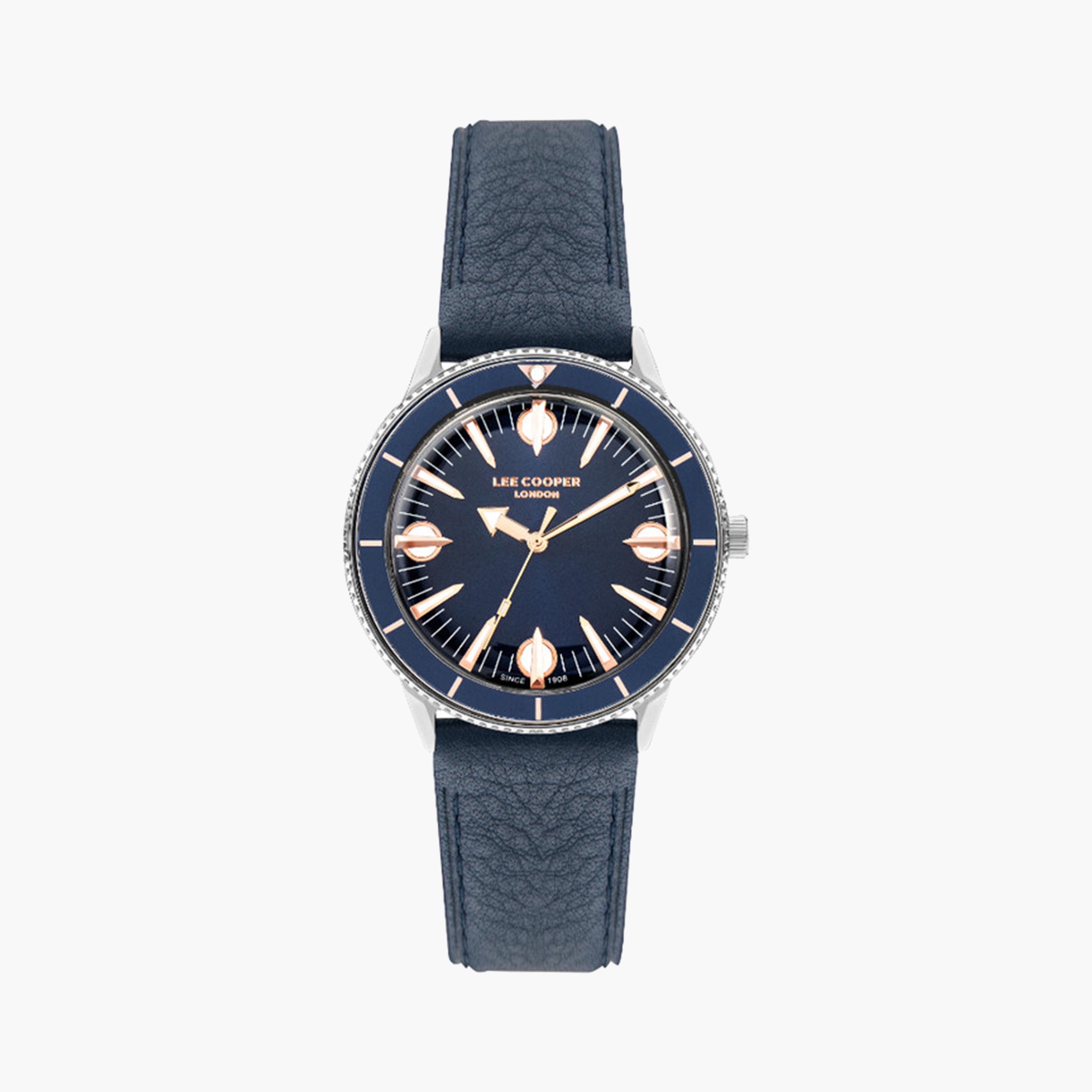 لي كوبر- ساعة تناظرية للنساء بسوار جلدي 36 مم باللون الأزرق | LC07932.499-women-watchesandjewellery-watches-image-1