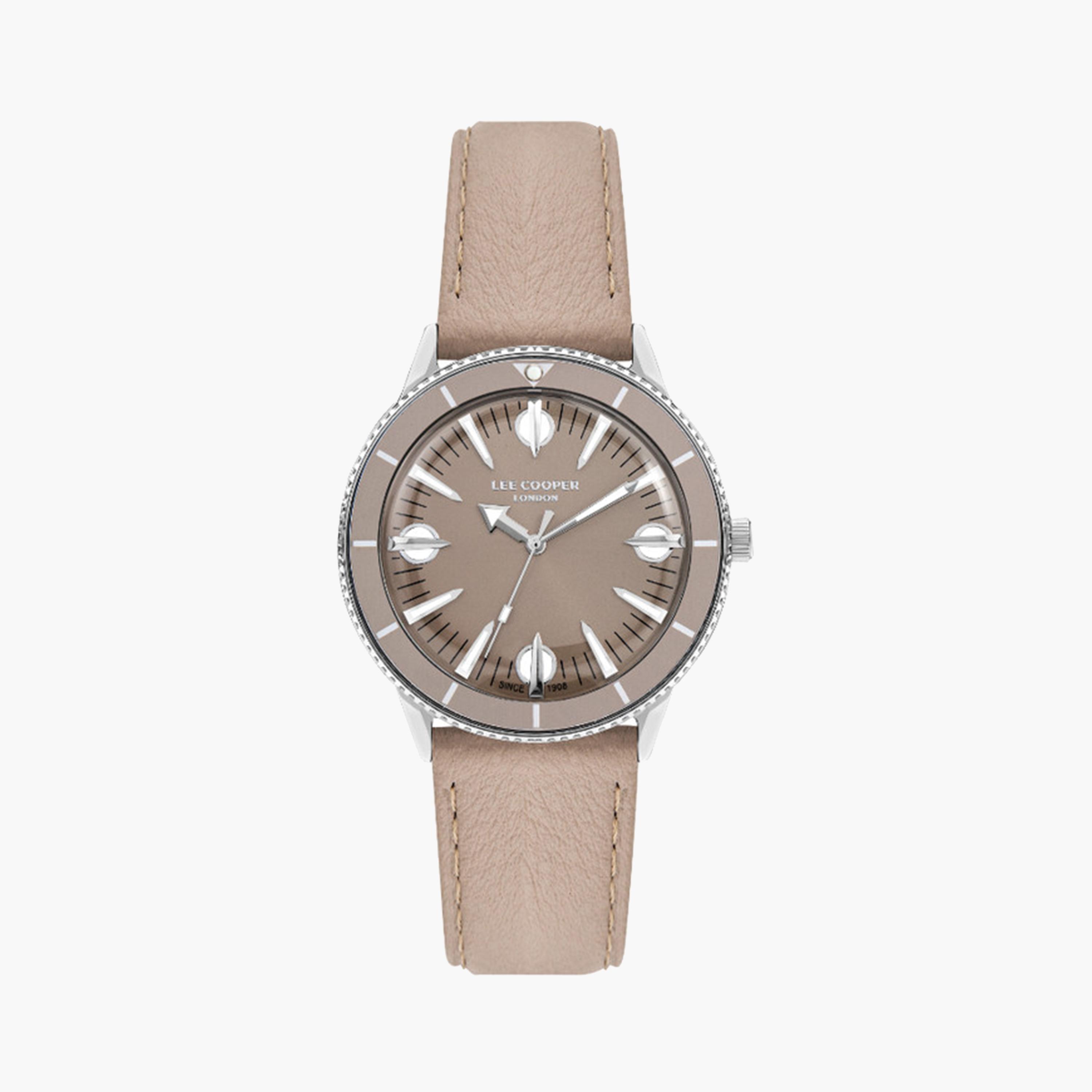 لي كوبر- ساعة تناظرية للنساء بسوار جلدي 36 مم باللون البيج | LC07932.344-women-watchesandjewellery-watches-image-1