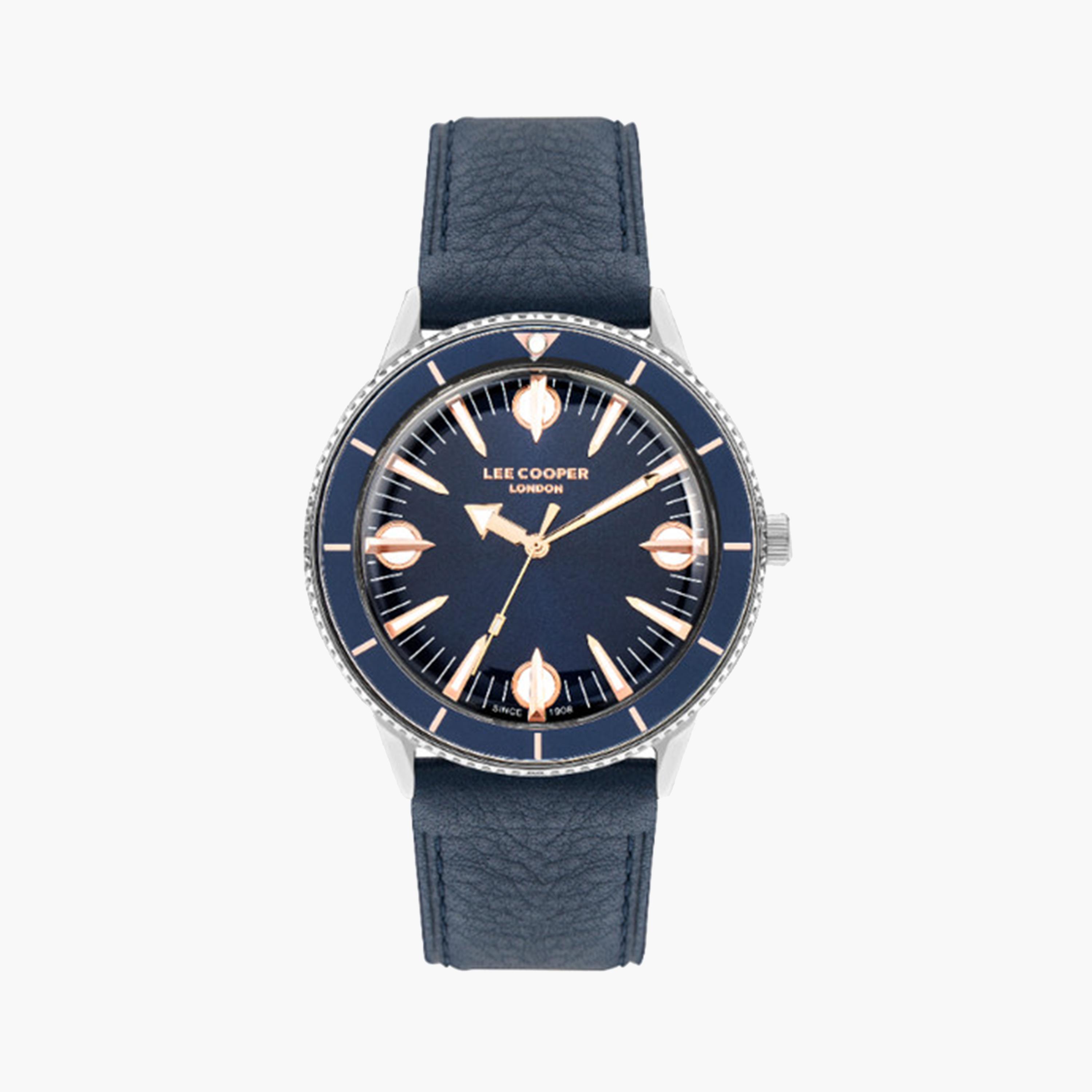 لي كوبر- ساعة تناظرية للرجال 43 ملم بسوار جلدي أزرق | LC07933.499-men-watchesandjewellery-watches-image-1
