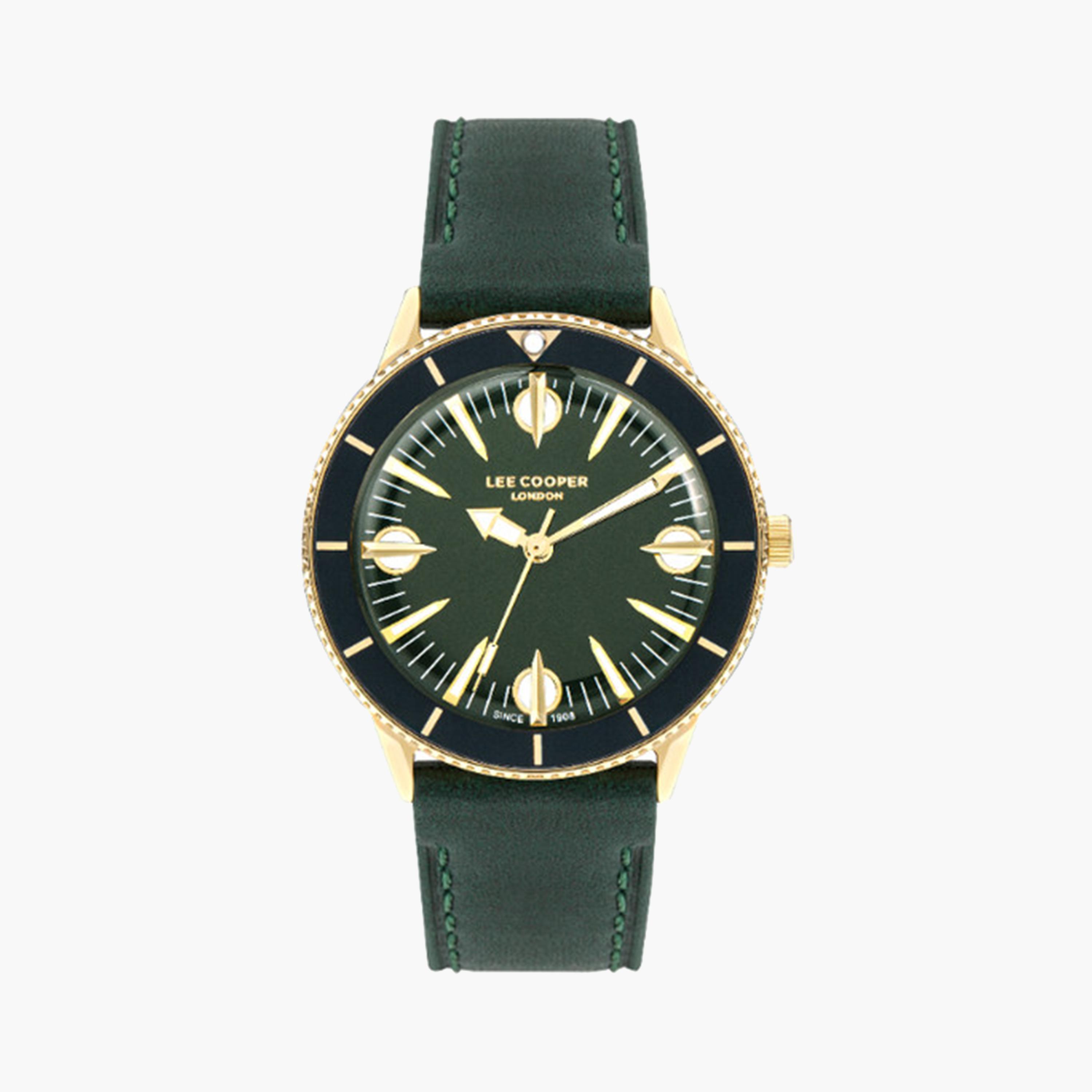 لي كوبر- ساعة تناظرية للرجال 43 ملم بسوار جلدي أخضر | LC07933.177-men-watchesandjewellery-watches-image-1