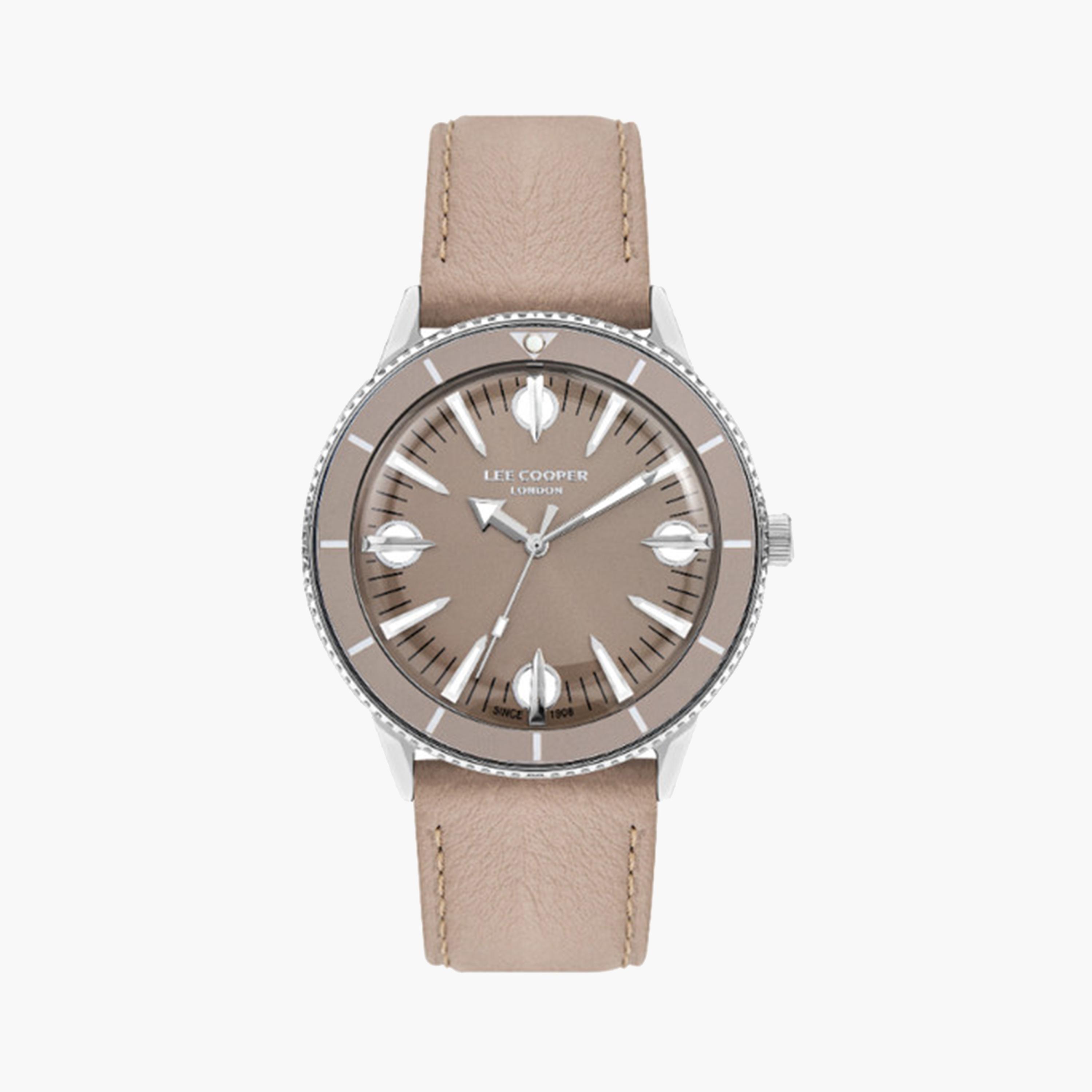 Lee Cooper Men's 43 MM Beige Analog Leather Strap Watch | LC07933.344-men-watchesandjewellery-watches-image-1