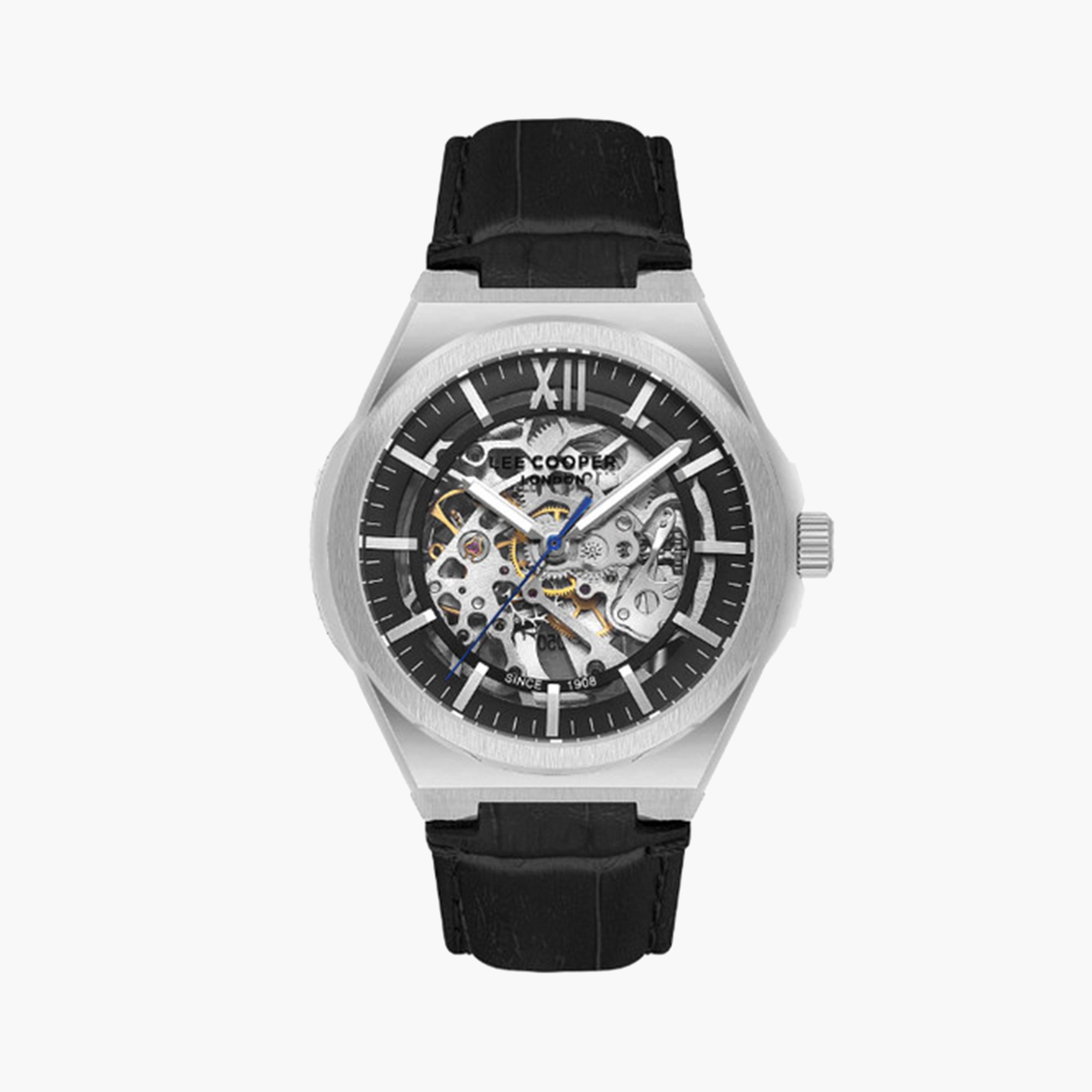 Lee Cooper Men's 43 MM Black Automatic Leather Strap Watch | LC08050.351-men-watchesandjewellery-watches-image-1